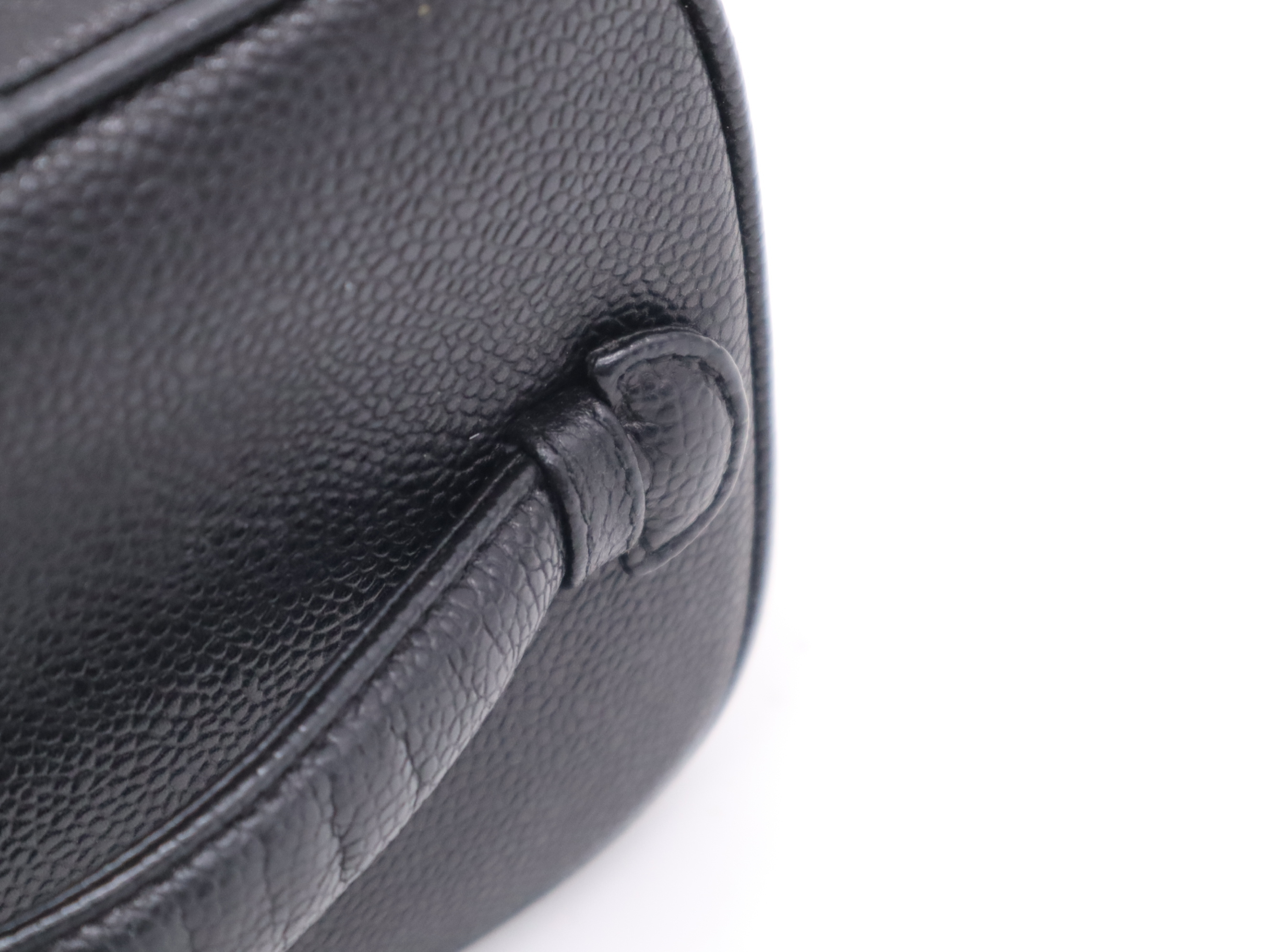 Caviar Skin Coco Mark Vanity Bag, Black with Gold Hardware — view 7