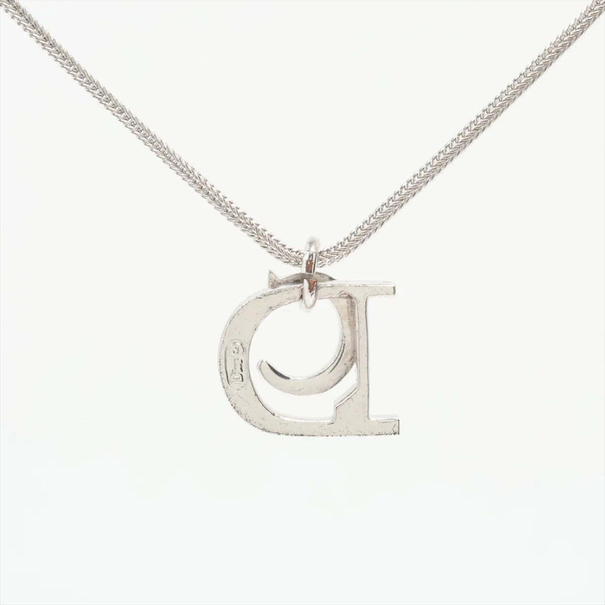 CD Logo Necklace GP x Rhinestone Silver — view 2