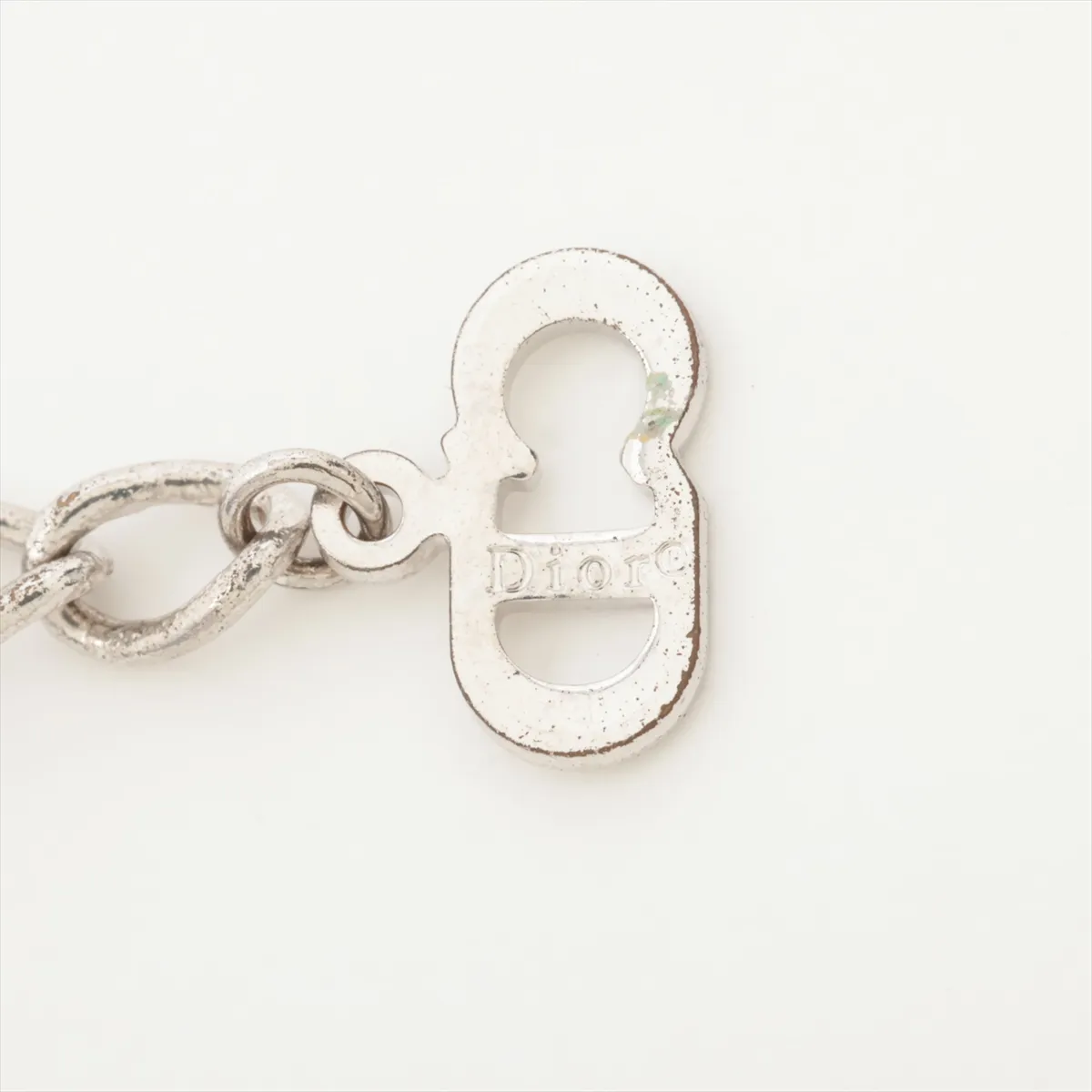 CD Logo Necklace GP x Rhinestone Silver — view 4