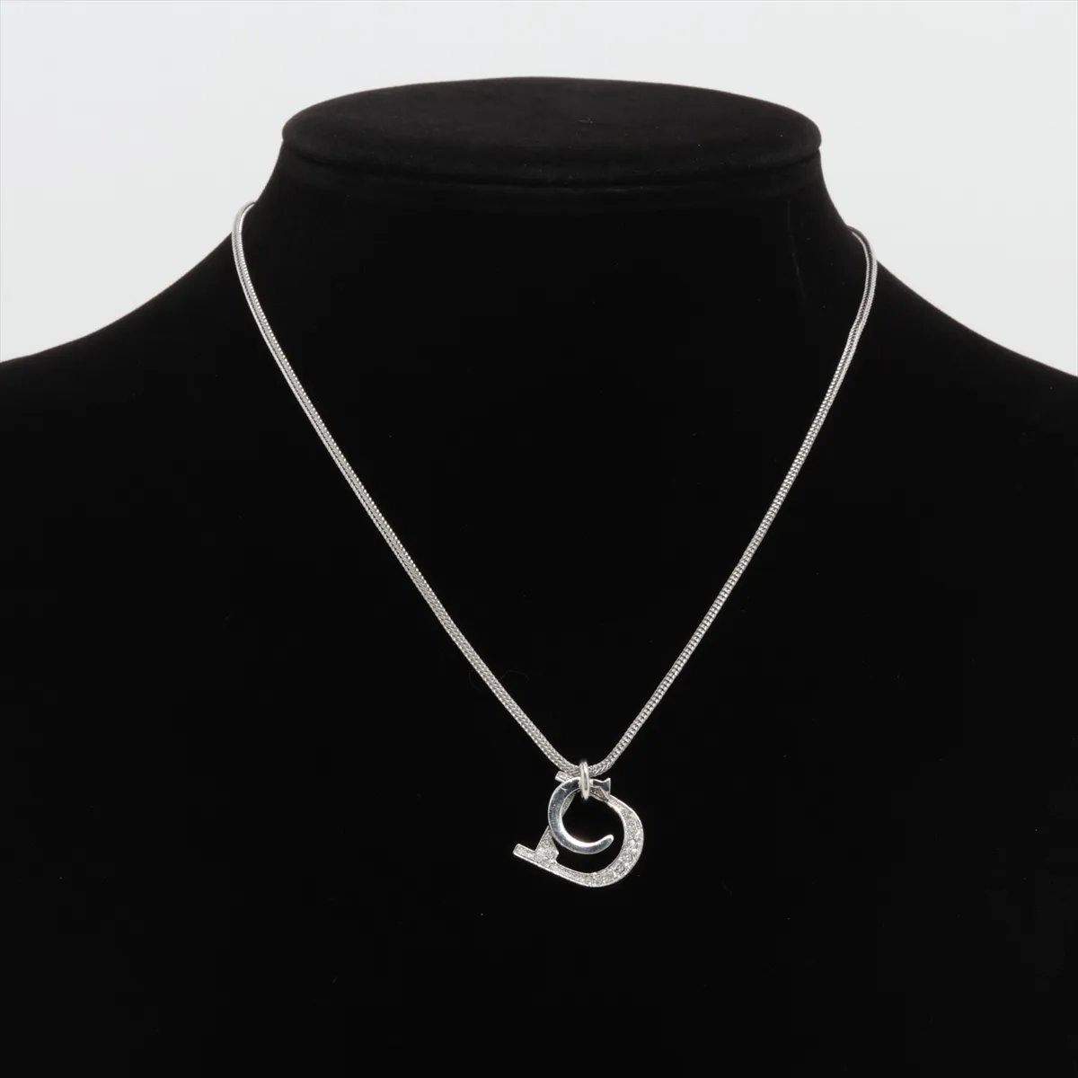 CD Logo Necklace GP x Rhinestone Silver — view 5