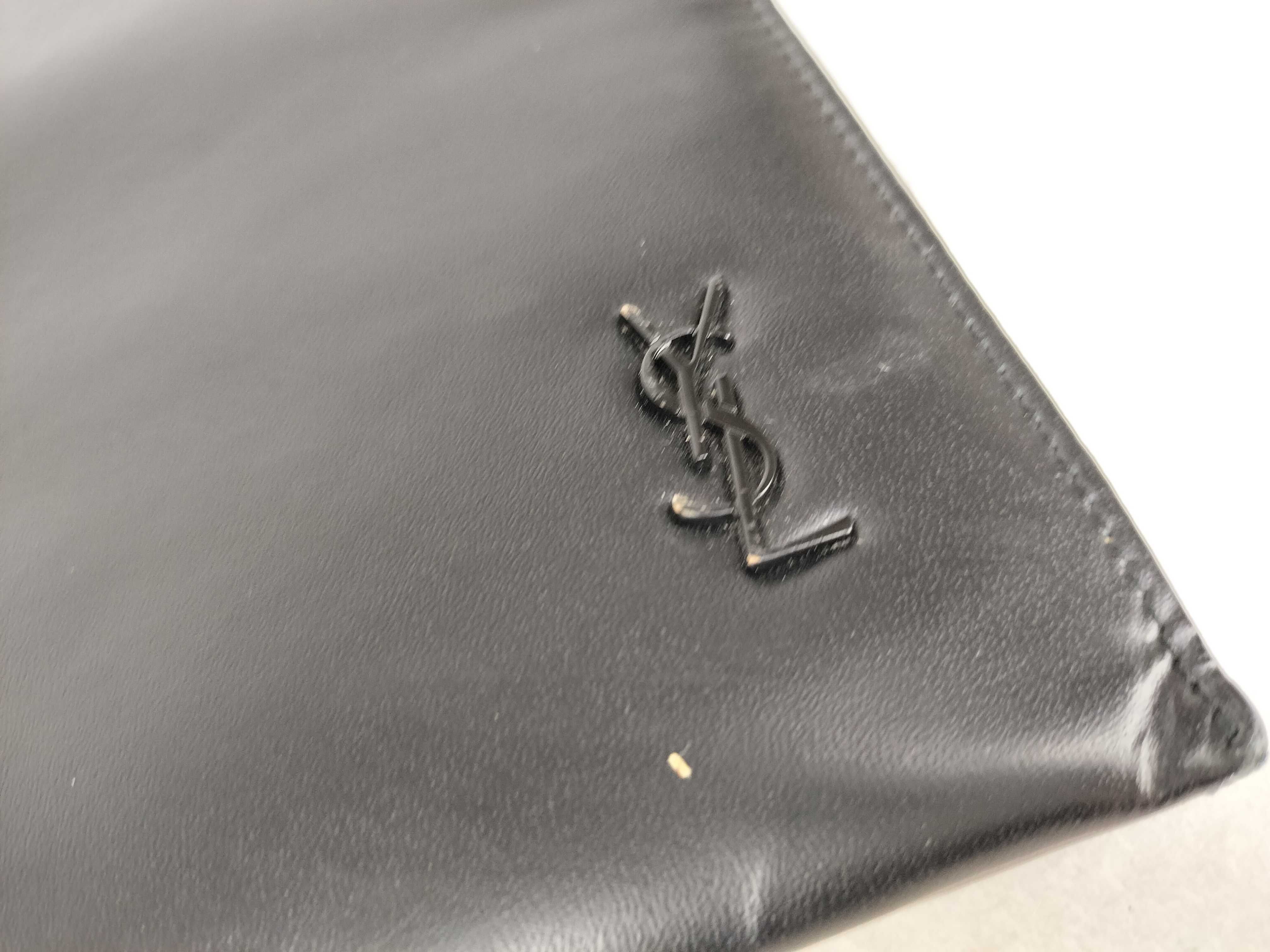 Leather YSL Logo Clutch Bag — view 12
