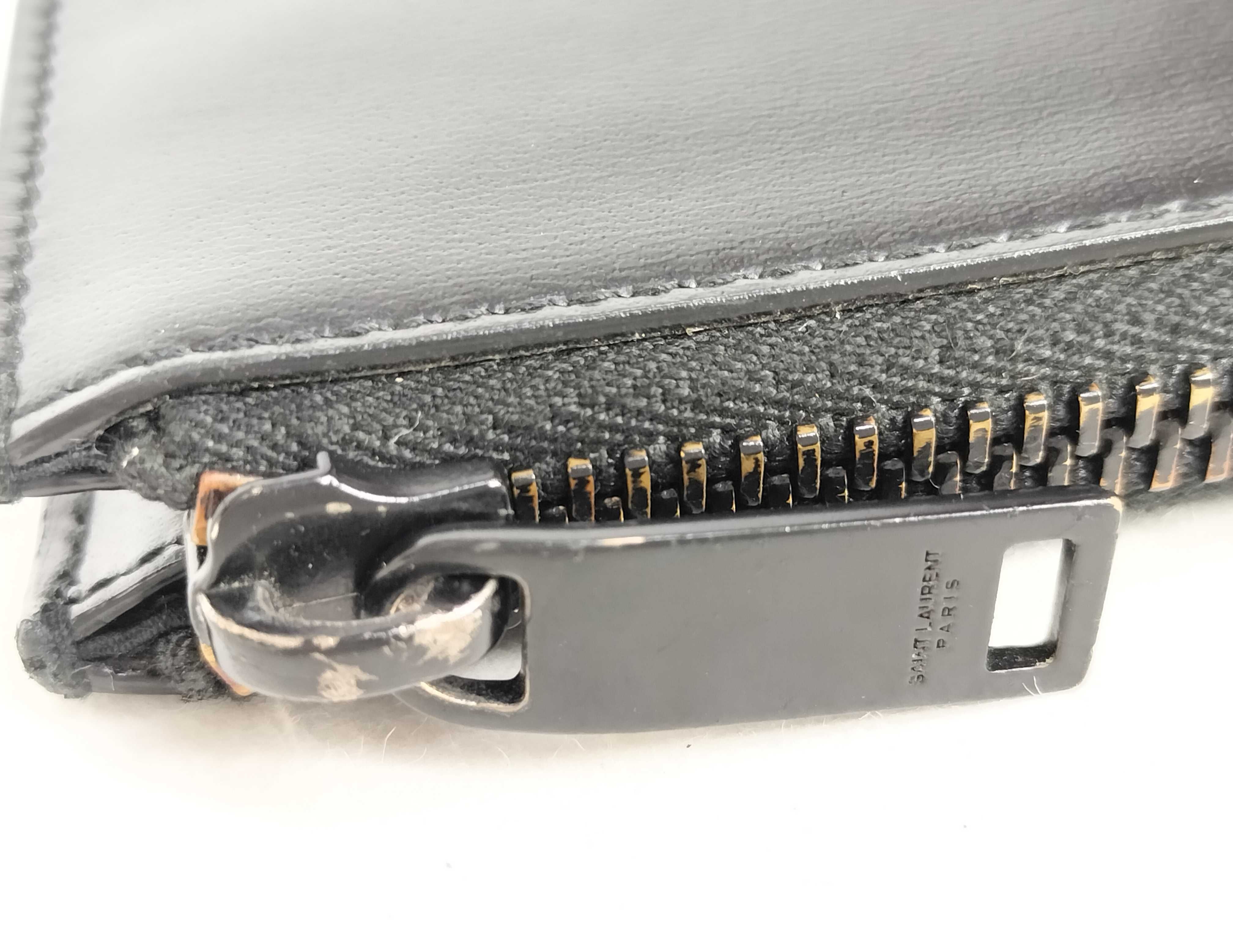 Leather YSL Logo Clutch Bag — view 10