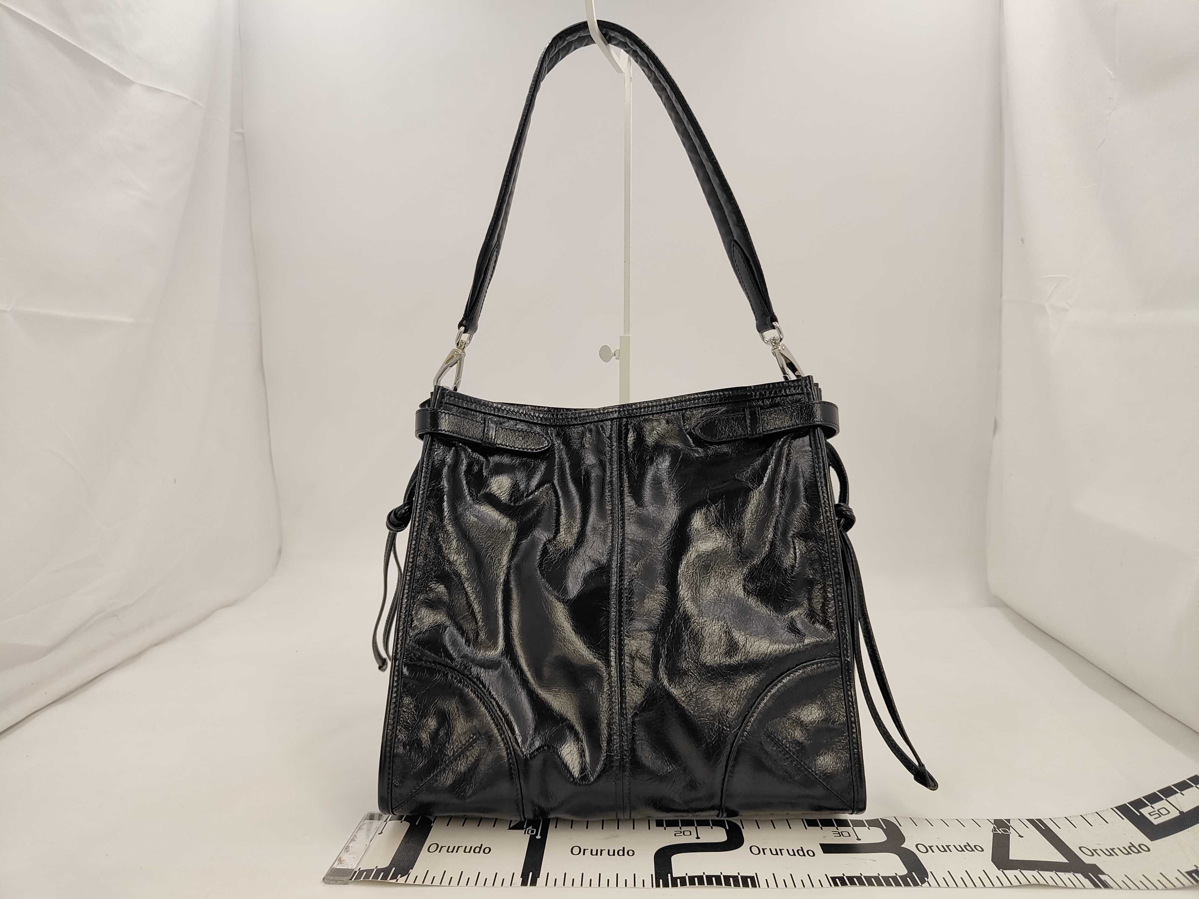 2VH216 Bonnie Leather Shoulder Bag, Black, with dust bag and strap. — view 2