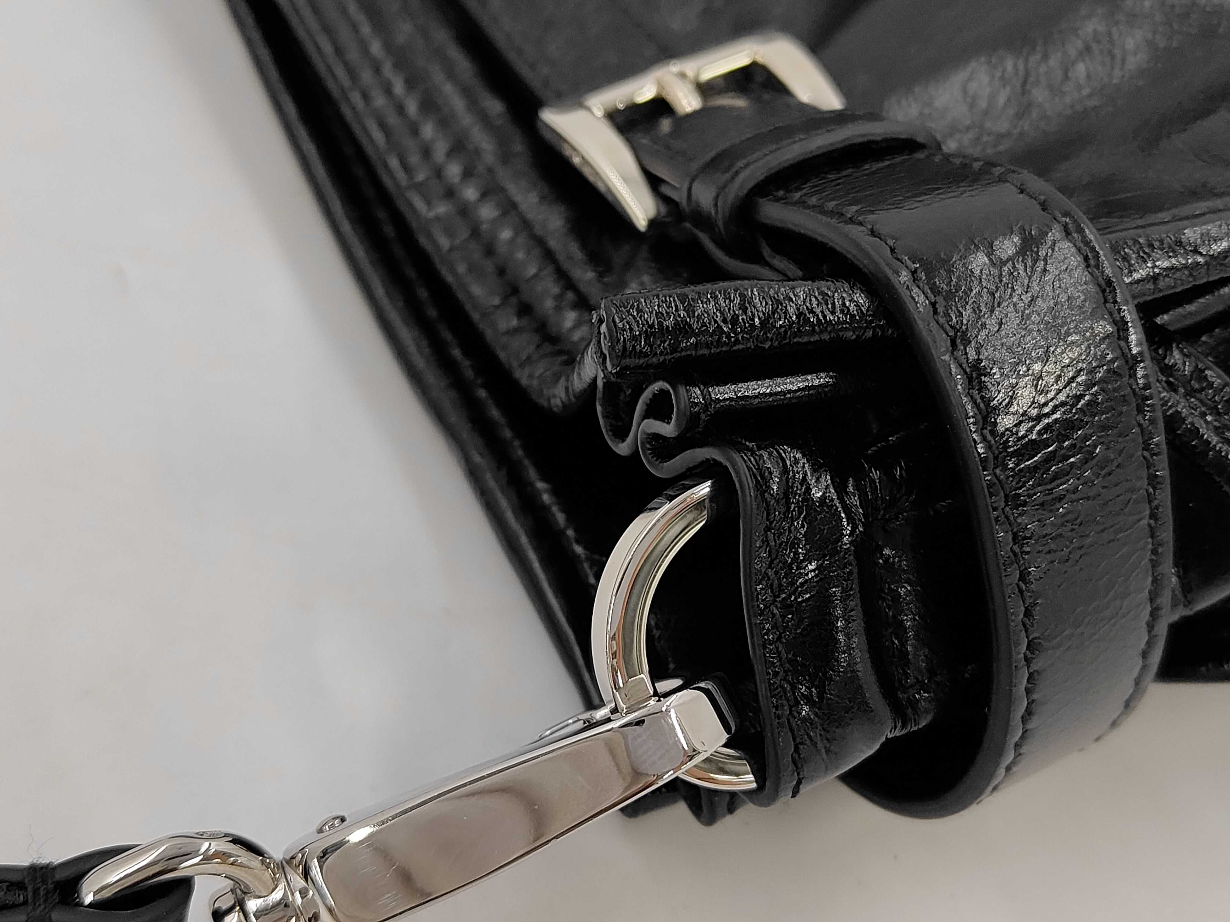 2VH216 Bonnie Leather Shoulder Bag, Black, with dust bag and strap. — view 5
