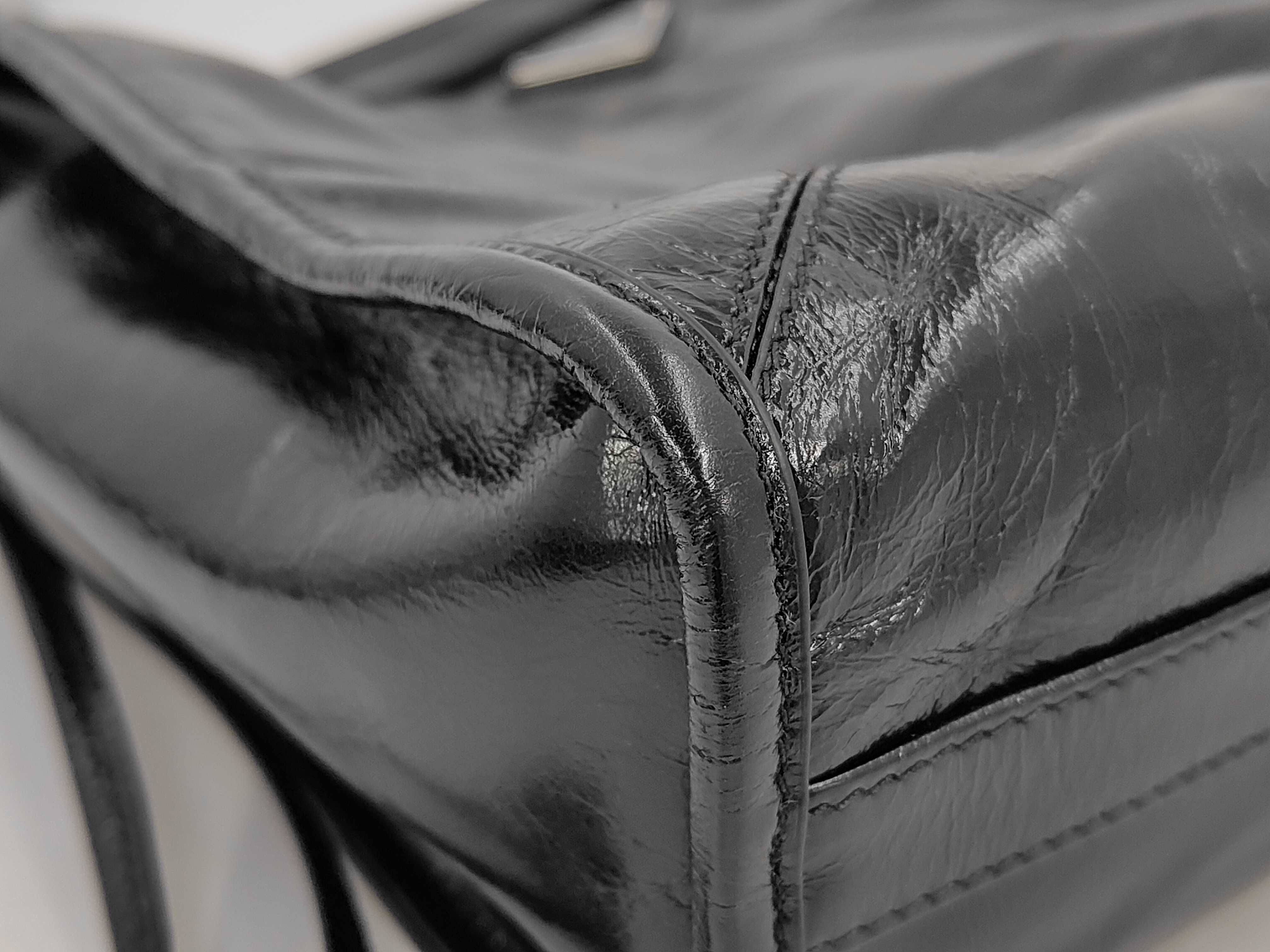 2VH216 Bonnie Leather Shoulder Bag, Black, with dust bag and strap. — view 6