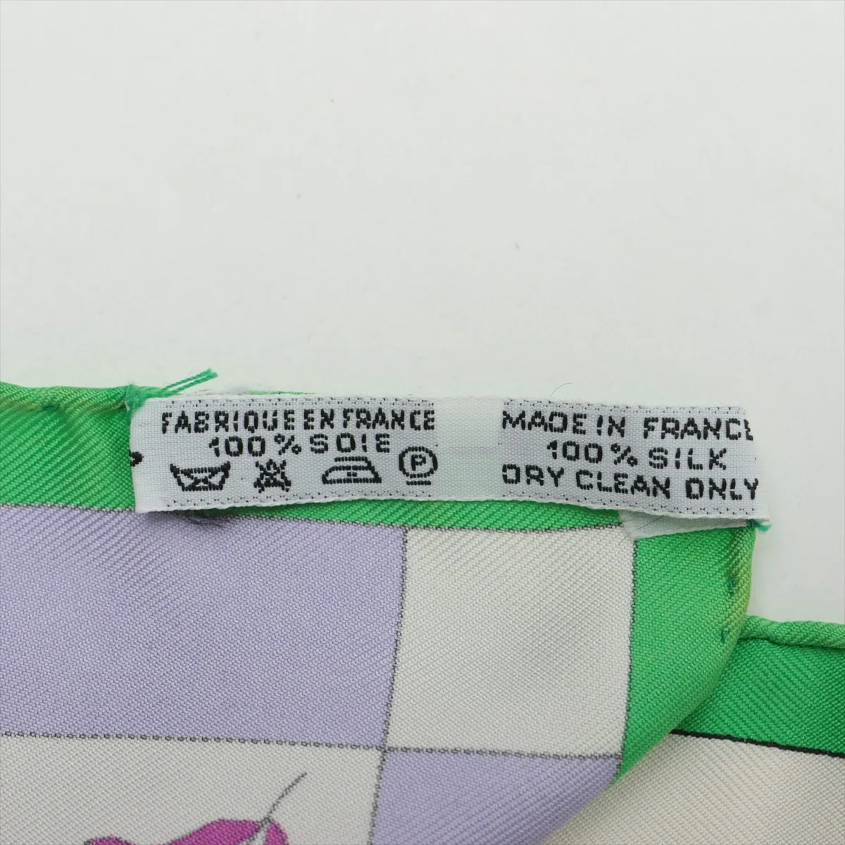 Carre 90 "Fantaisies indiennes" (Enchanting India) Scarf, Silk, Light Green, with some wear, — view 6