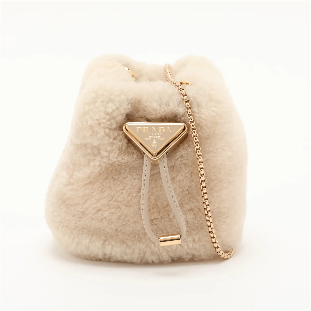 fur chain shoulder bag, beige