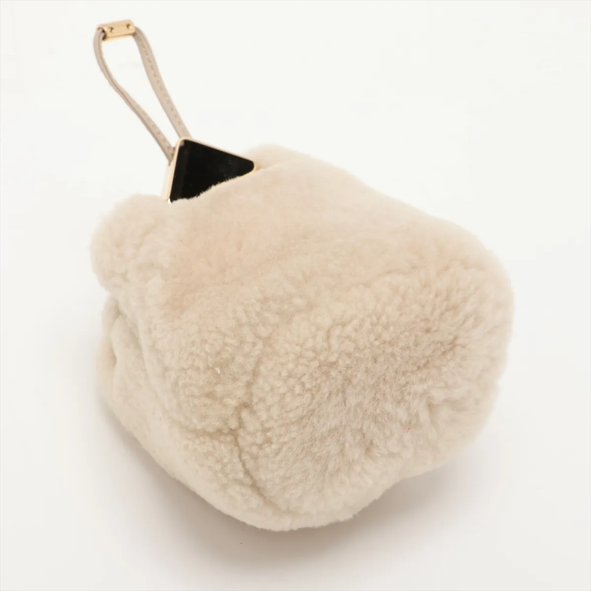 fur chain shoulder bag, beige — view 4