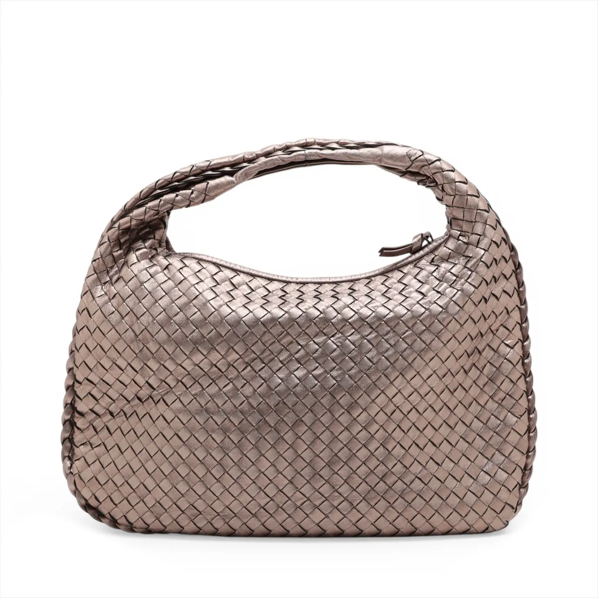 Intrecciato Hobo Leather Shoulder Bag, Gold, 115653 — view 2