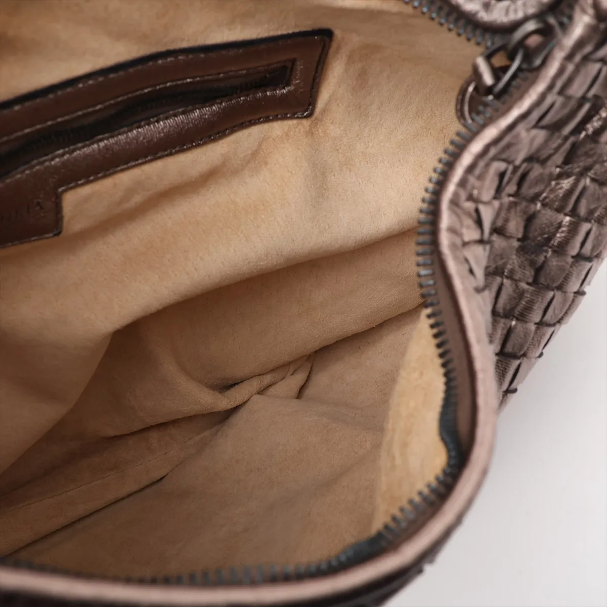Intrecciato Hobo Leather Shoulder Bag, Gold, 115653 — view 8