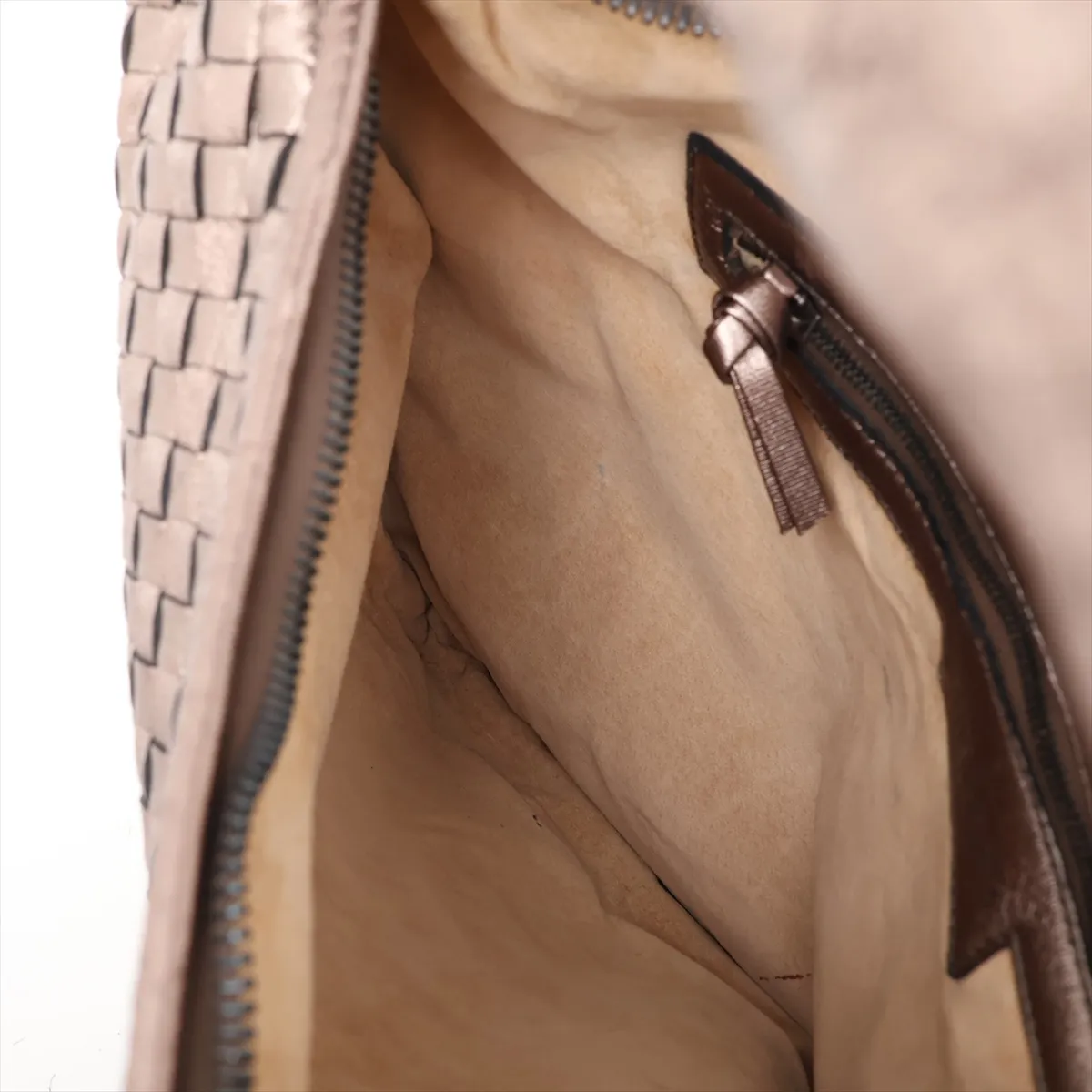 Intrecciato Hobo Leather Shoulder Bag, Gold, 115653 — view 9