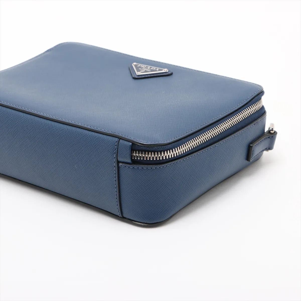 Brick Saffiano Leather Shoulder Bag Blue — view 3