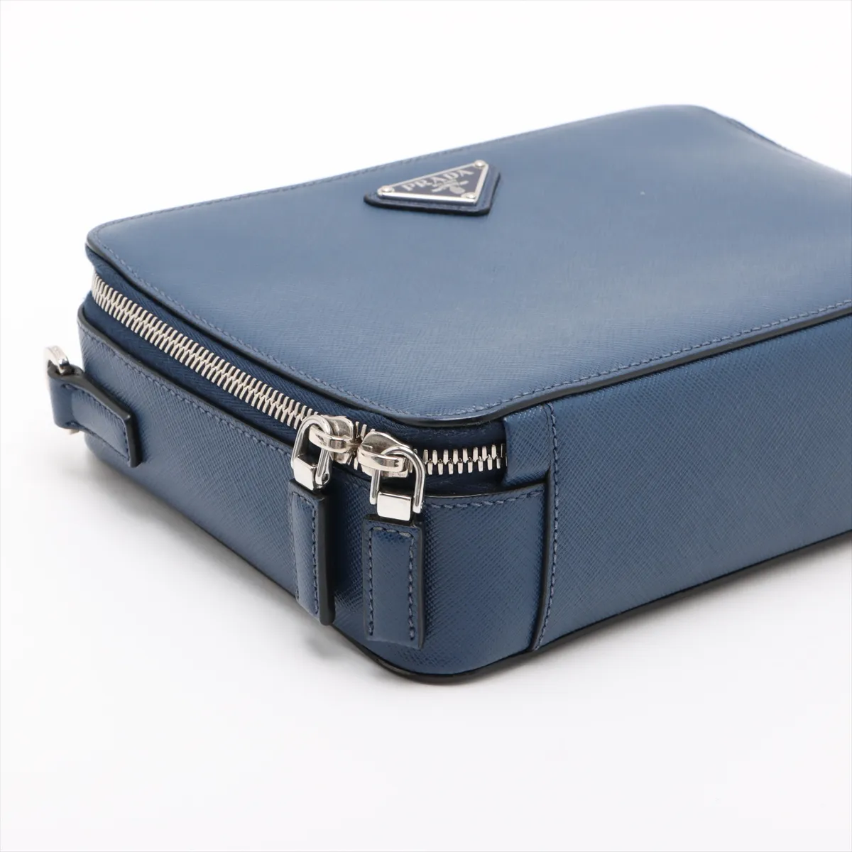 Brick Saffiano Leather Shoulder Bag Blue — view 4