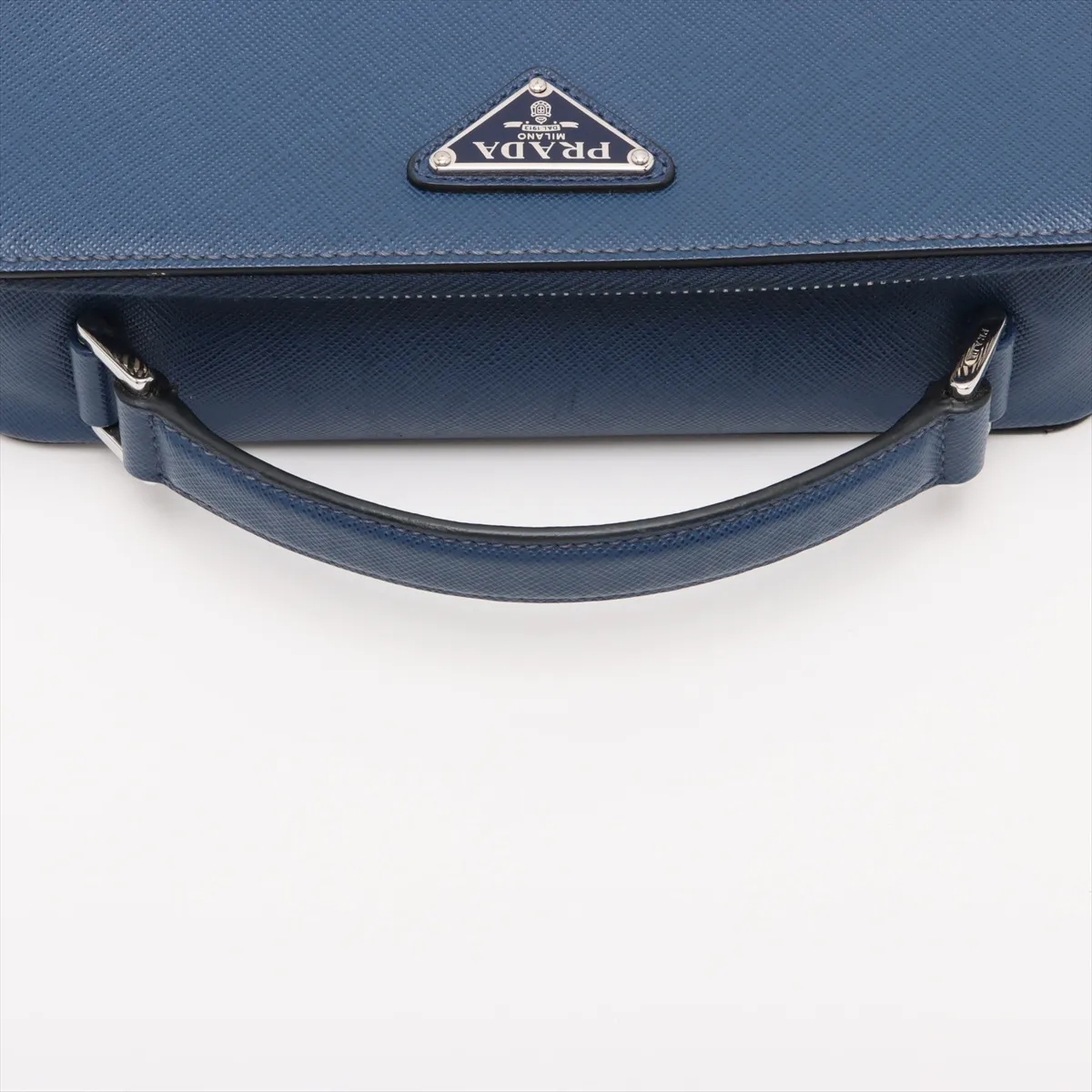 Brick Saffiano Leather Shoulder Bag Blue — view 5