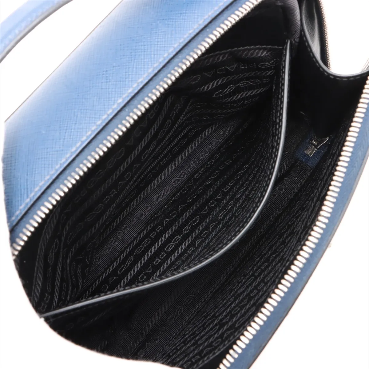 Brick Saffiano Leather Shoulder Bag Blue — view 9