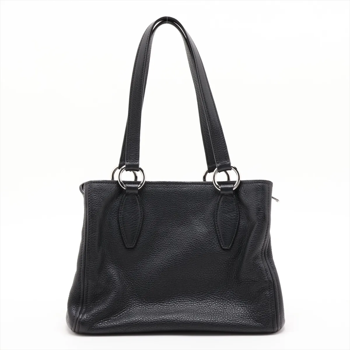 Leather 2-Way Handbag, Black — view 2