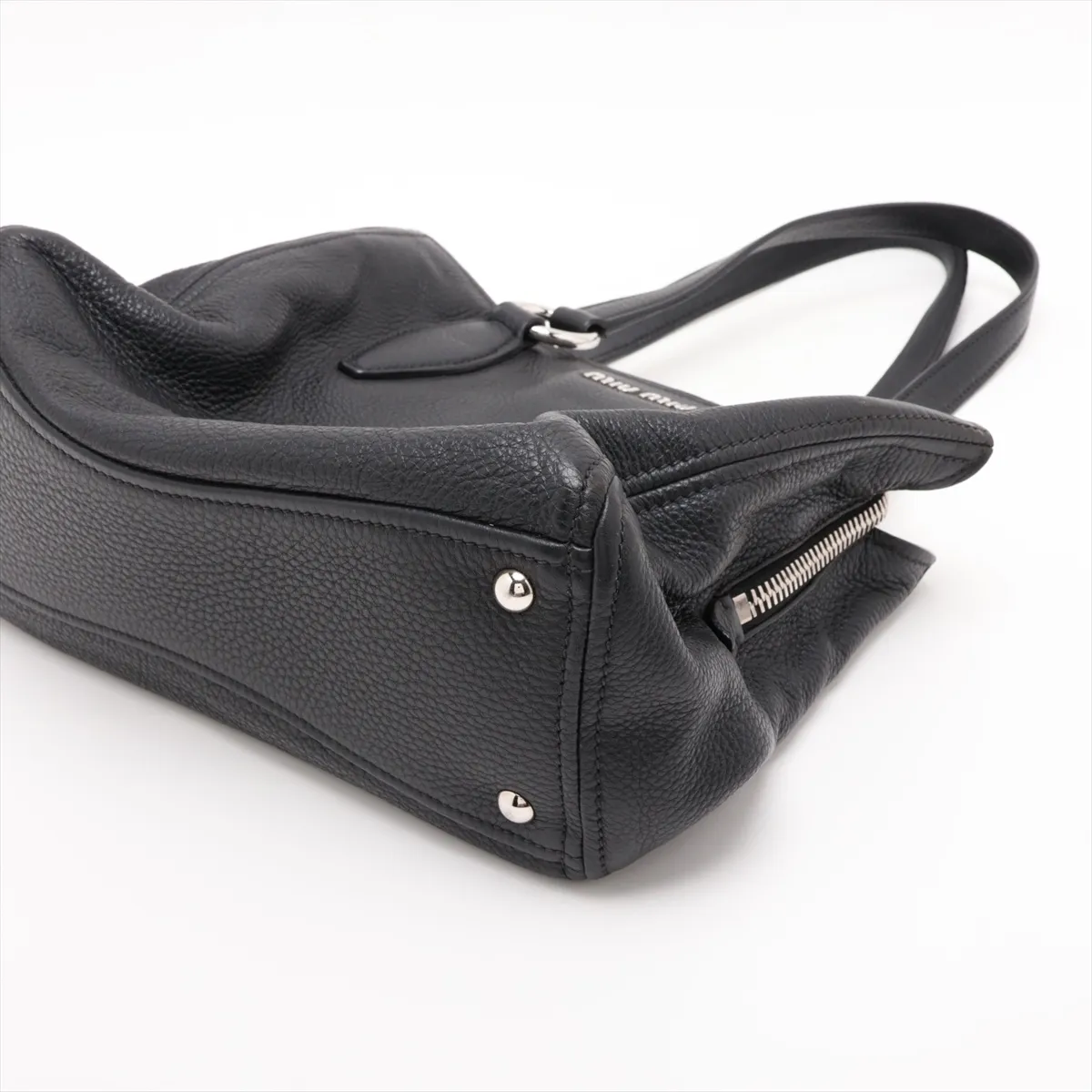 Leather 2-Way Handbag, Black — view 3