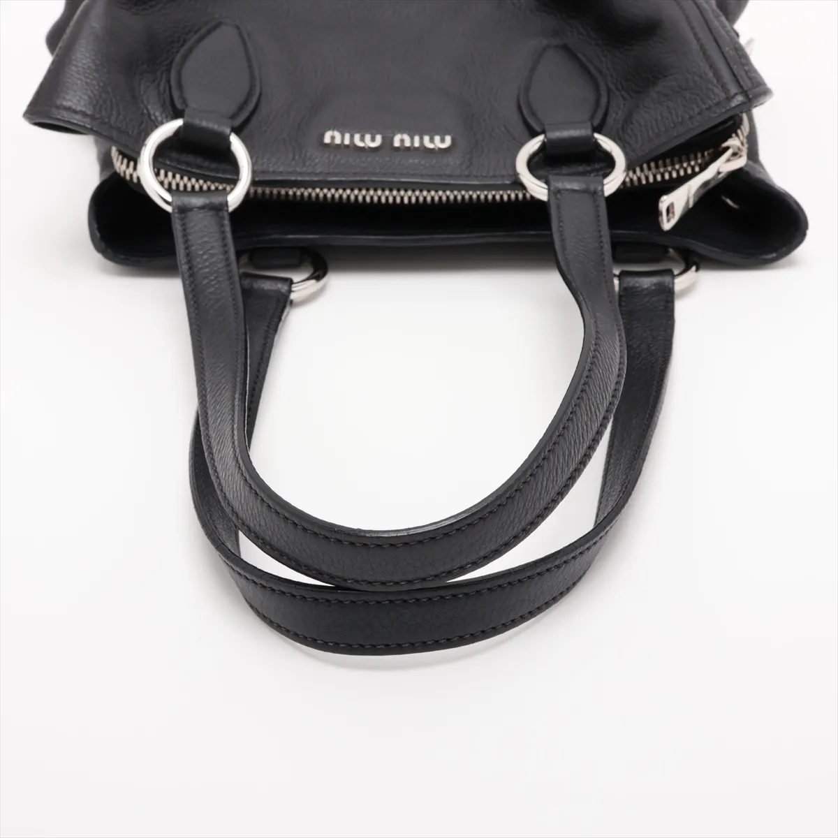 Leather 2-Way Handbag, Black — view 5