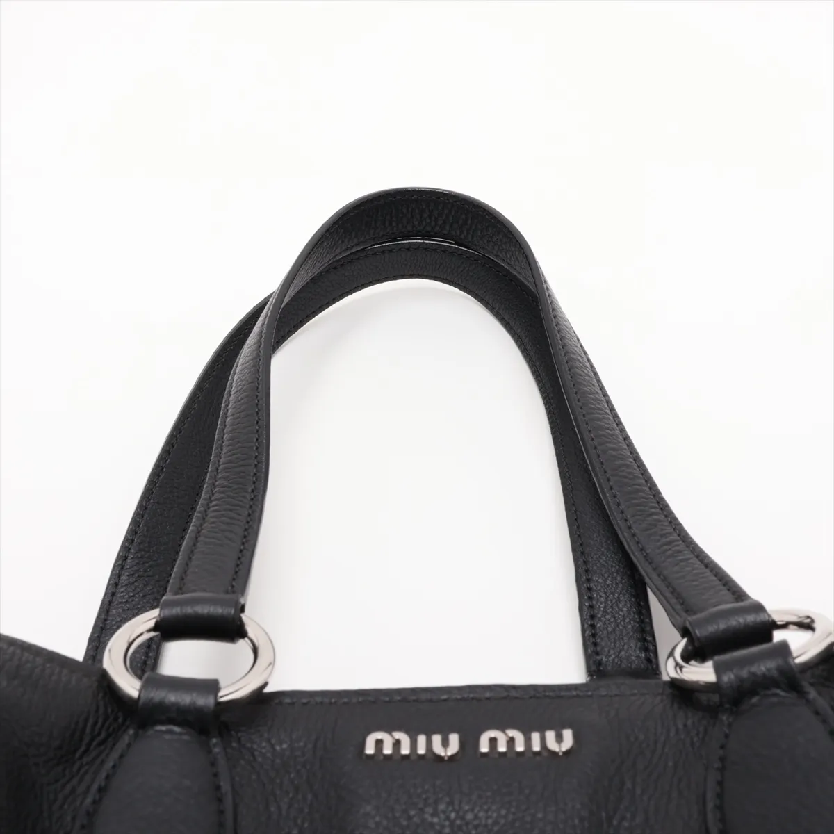 Leather 2-Way Handbag, Black — view 6