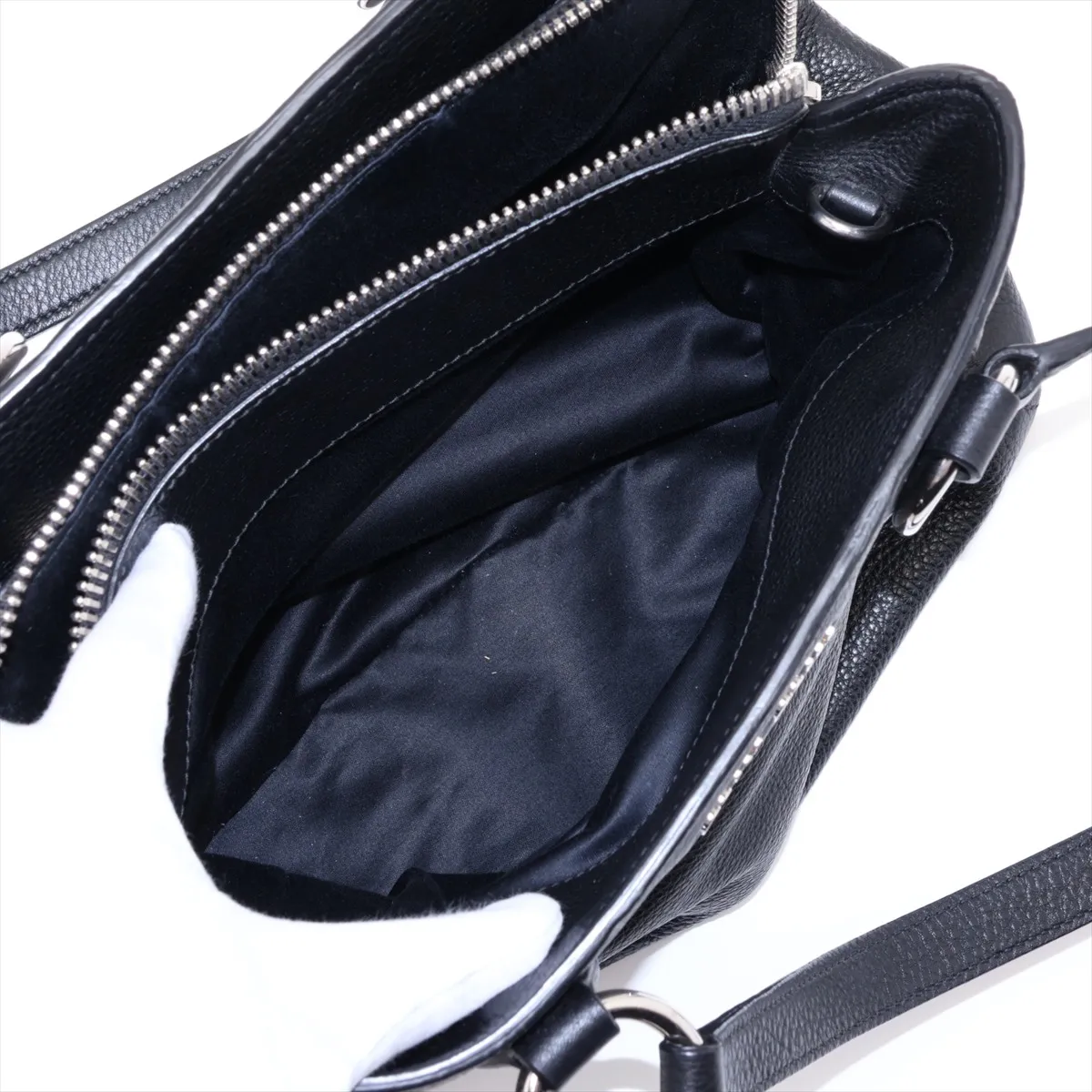 Leather 2-Way Handbag, Black — view 9