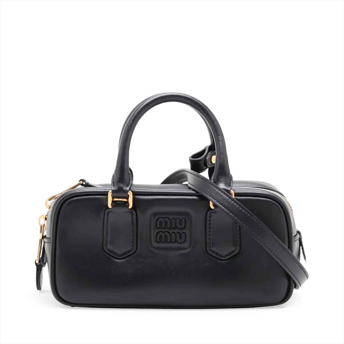 Arcadi Leather 2-Way Handbag, Black 5BB142