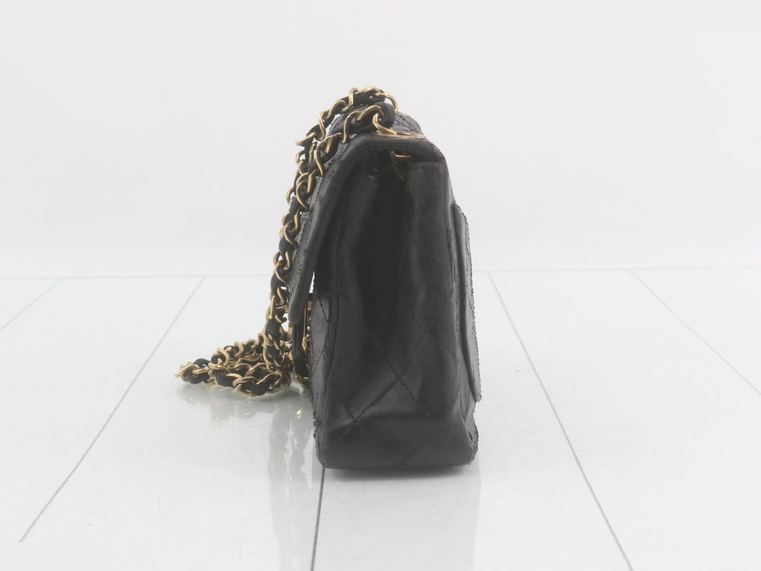 Mini Matelassé Lambskin Black Chain Shoulder Bag with Gold Hardware (Still in protective film) — view 3