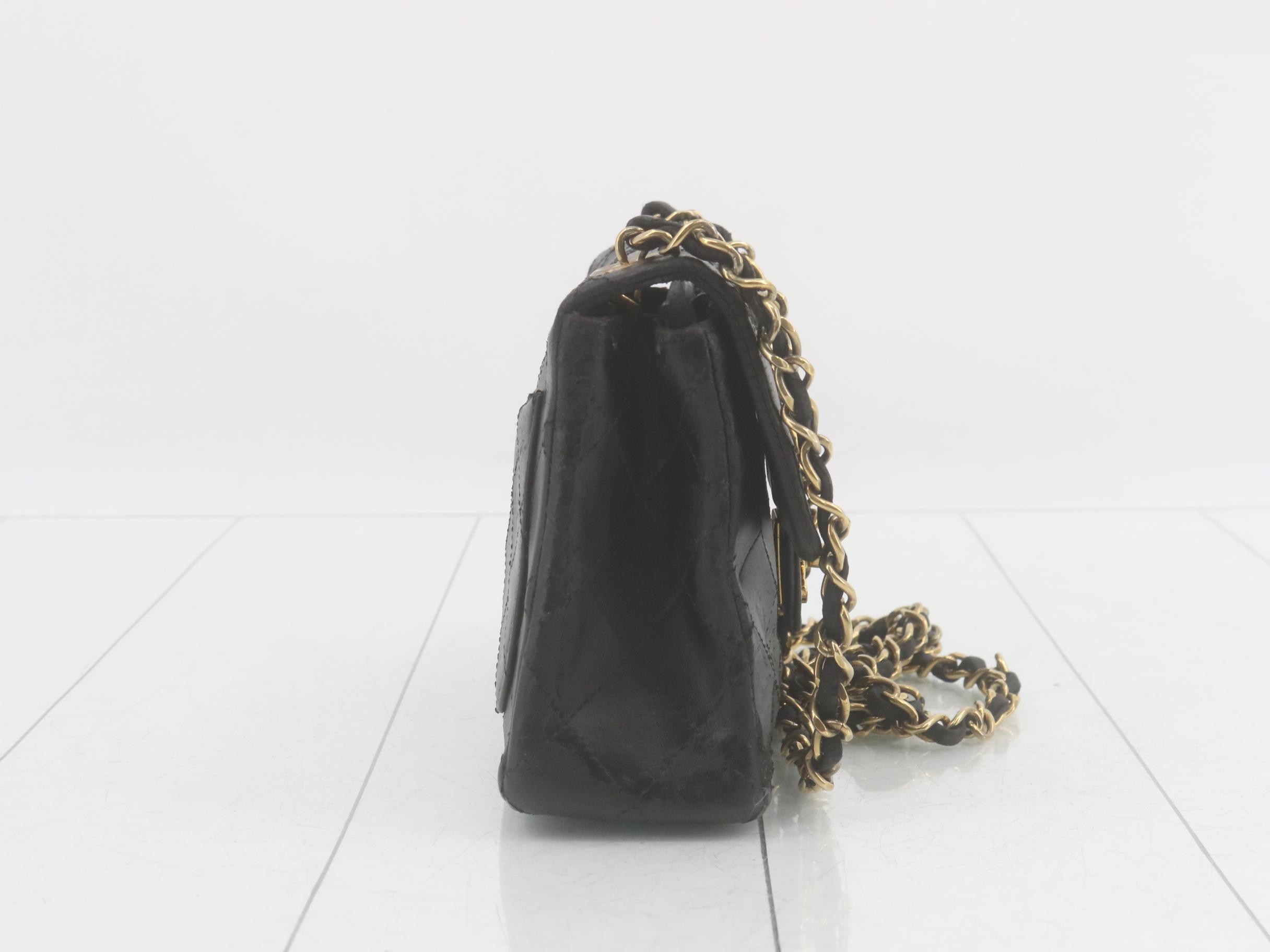 Mini Matelassé Lambskin Black Chain Shoulder Bag with Gold Hardware (Still in protective film) — view 4