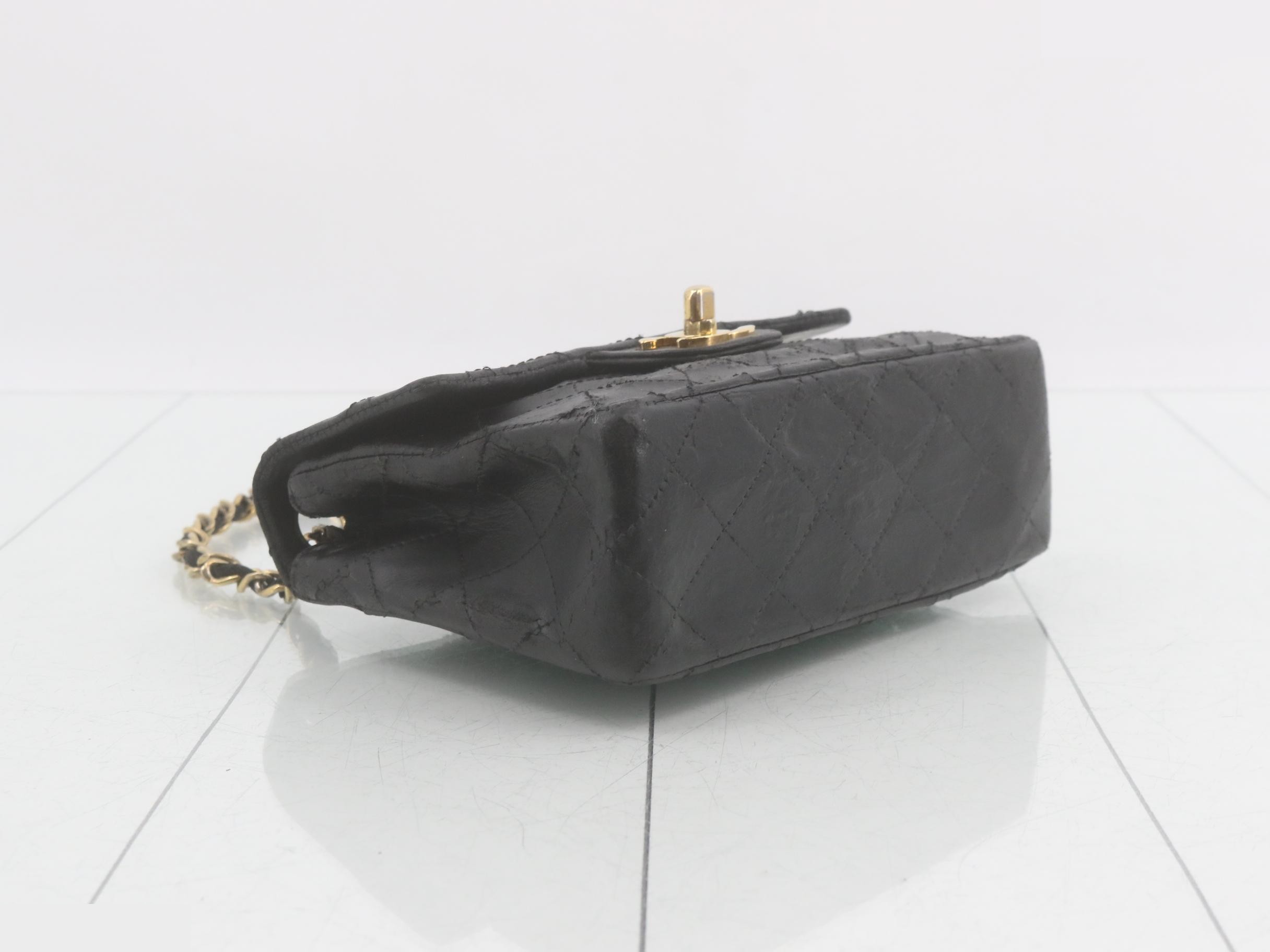 Mini Matelassé Lambskin Black Chain Shoulder Bag with Gold Hardware (Still in protective film) — view 5