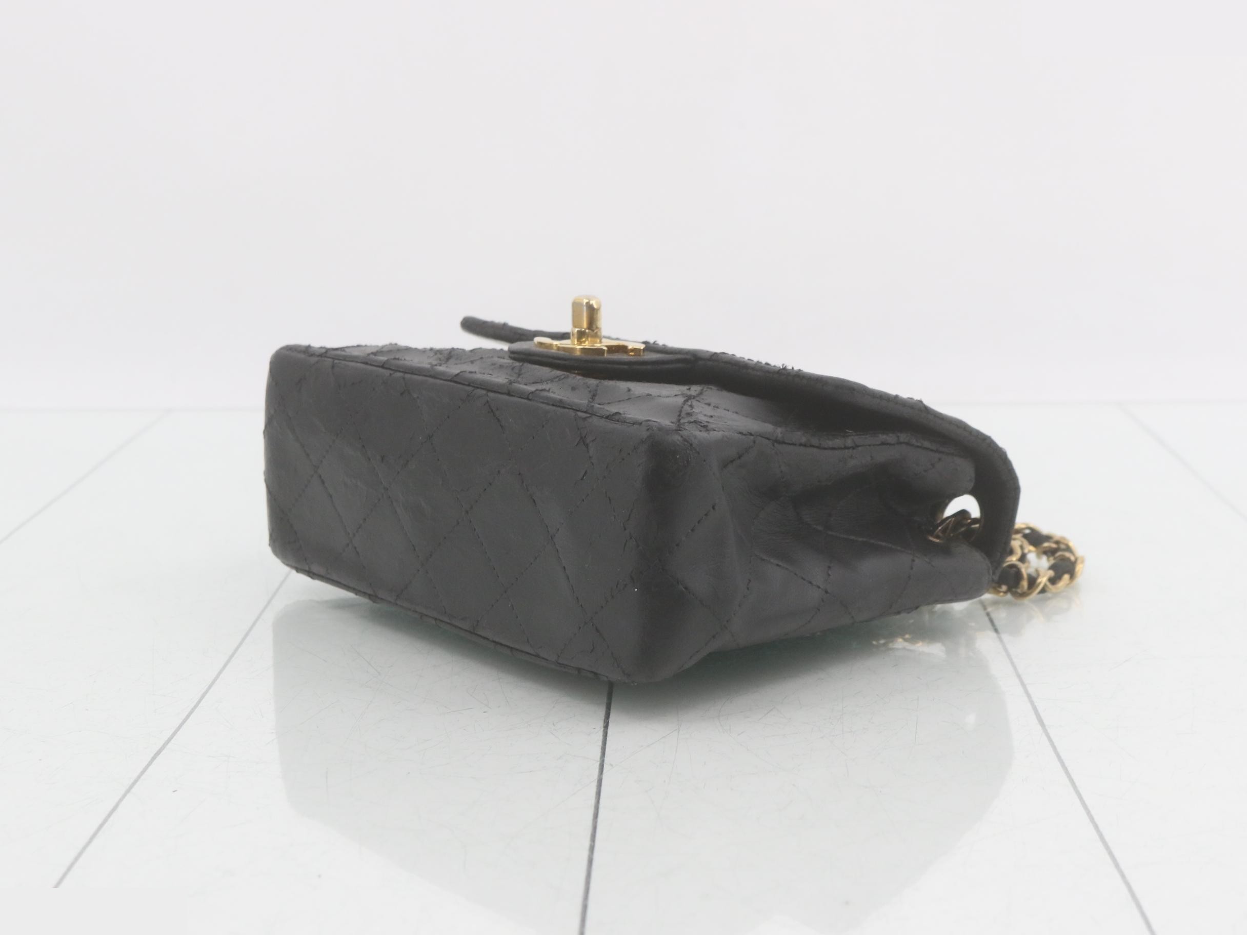 Mini Matelassé Lambskin Black Chain Shoulder Bag with Gold Hardware (Still in protective film) — view 6