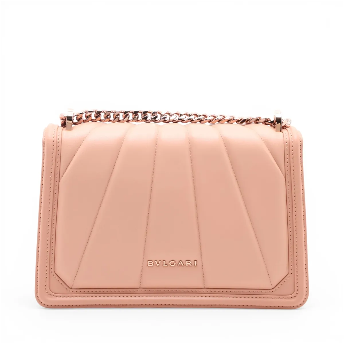 Serpenti Leather Chain Shoulder Bag, Beige, with Mirror — view 2