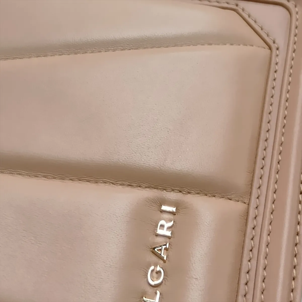 Serpenti Leather Chain Shoulder Bag, Beige, with Mirror — view 14