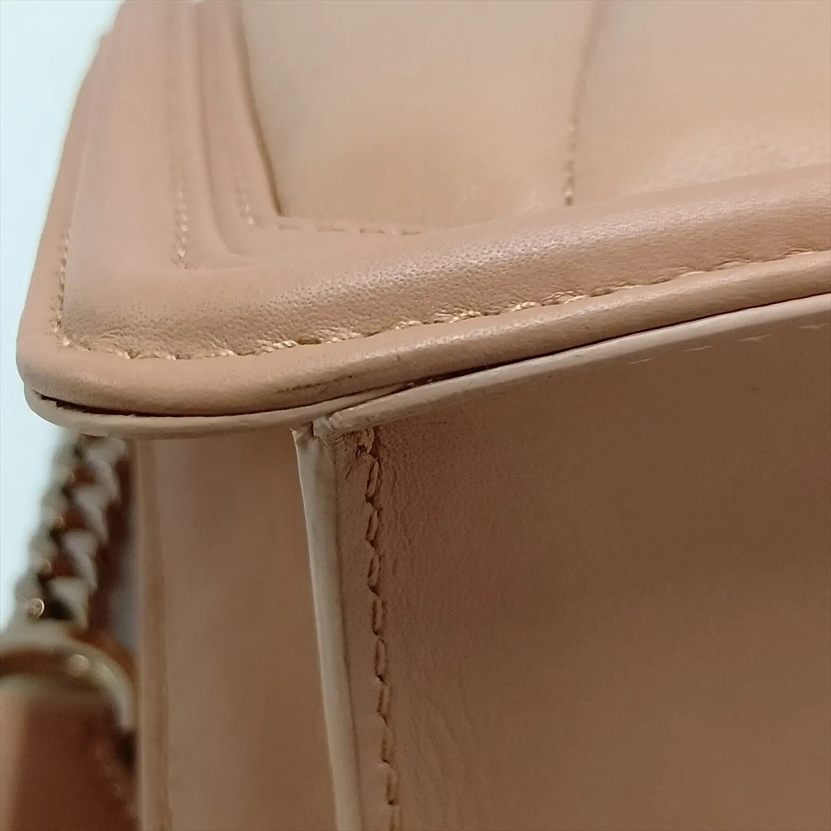 Serpenti Leather Chain Shoulder Bag, Beige, with Mirror — view 15