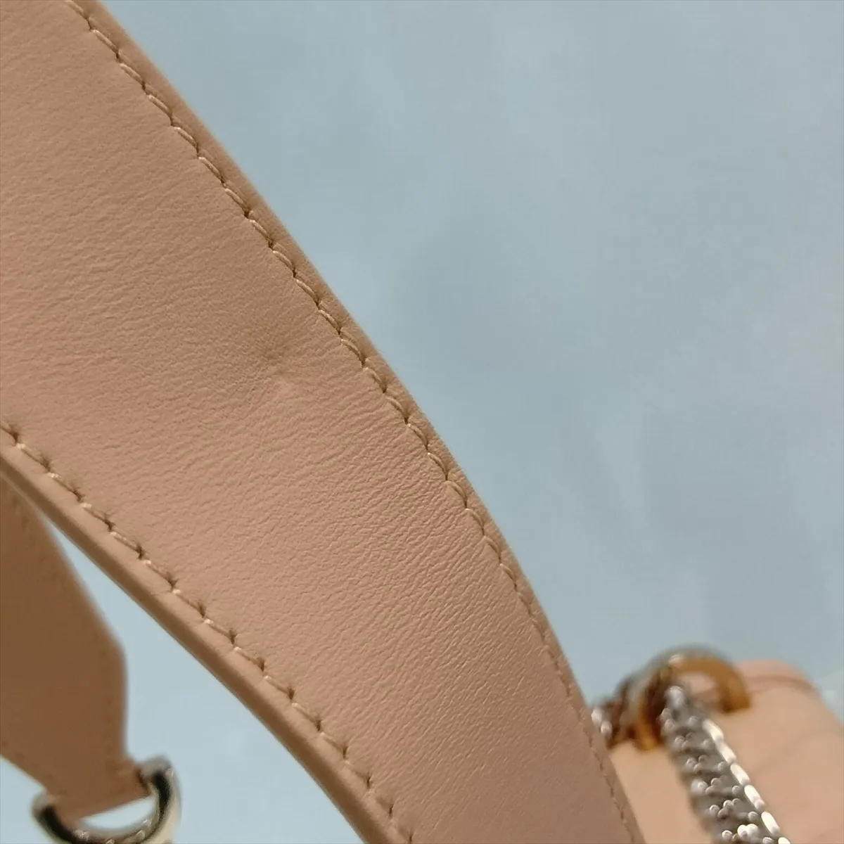 Serpenti Leather Chain Shoulder Bag, Beige, with Mirror — view 10