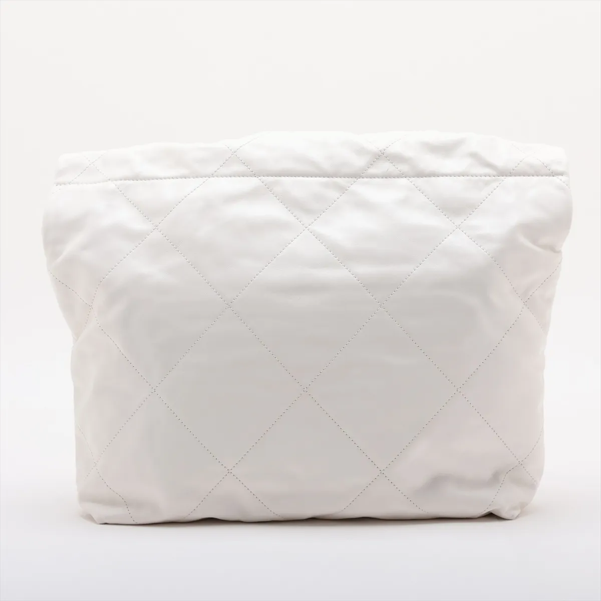 22 Small Shiny Calfskin Chain Shoulder Bag, White with Gold Hardware, EN5G5G5J, Random Plate, AS3260 — view 2