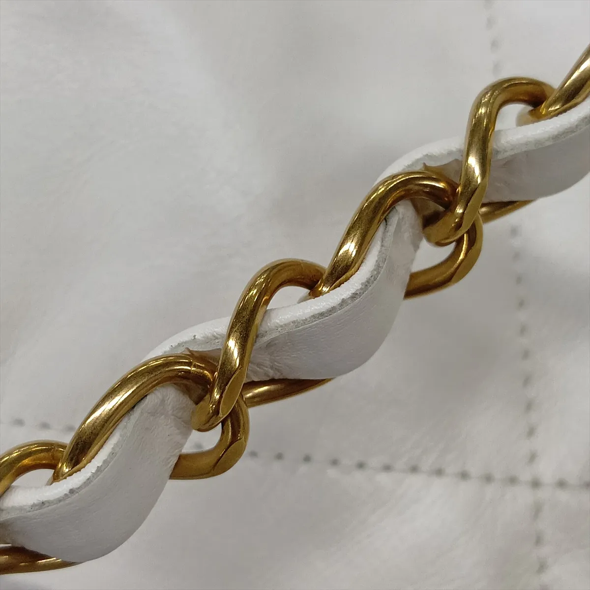 22 Small Shiny Calfskin Chain Shoulder Bag, White with Gold Hardware, EN5G5G5J, Random Plate, AS3260 — view 12