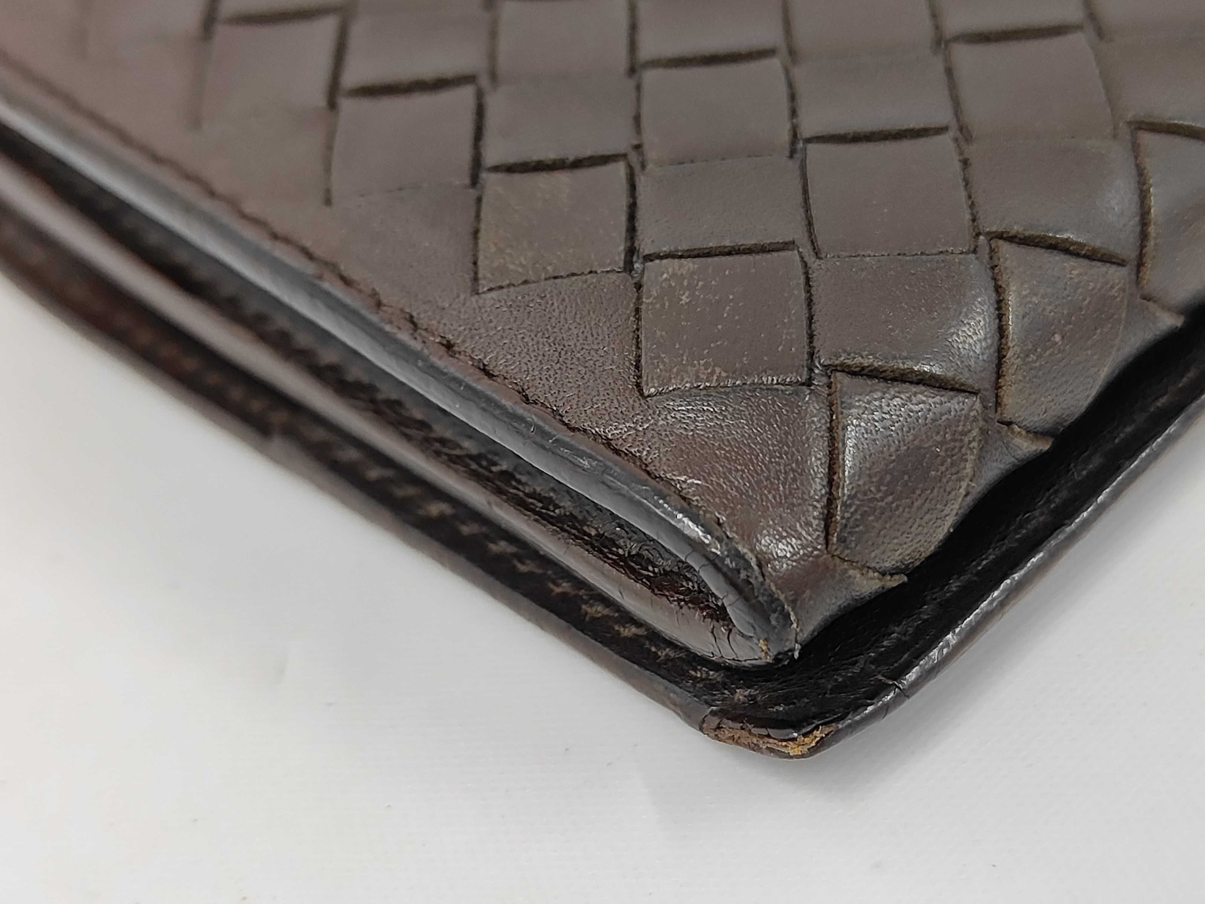 Intrecciato Long Wallet, Leather, Dark Brown — view 3