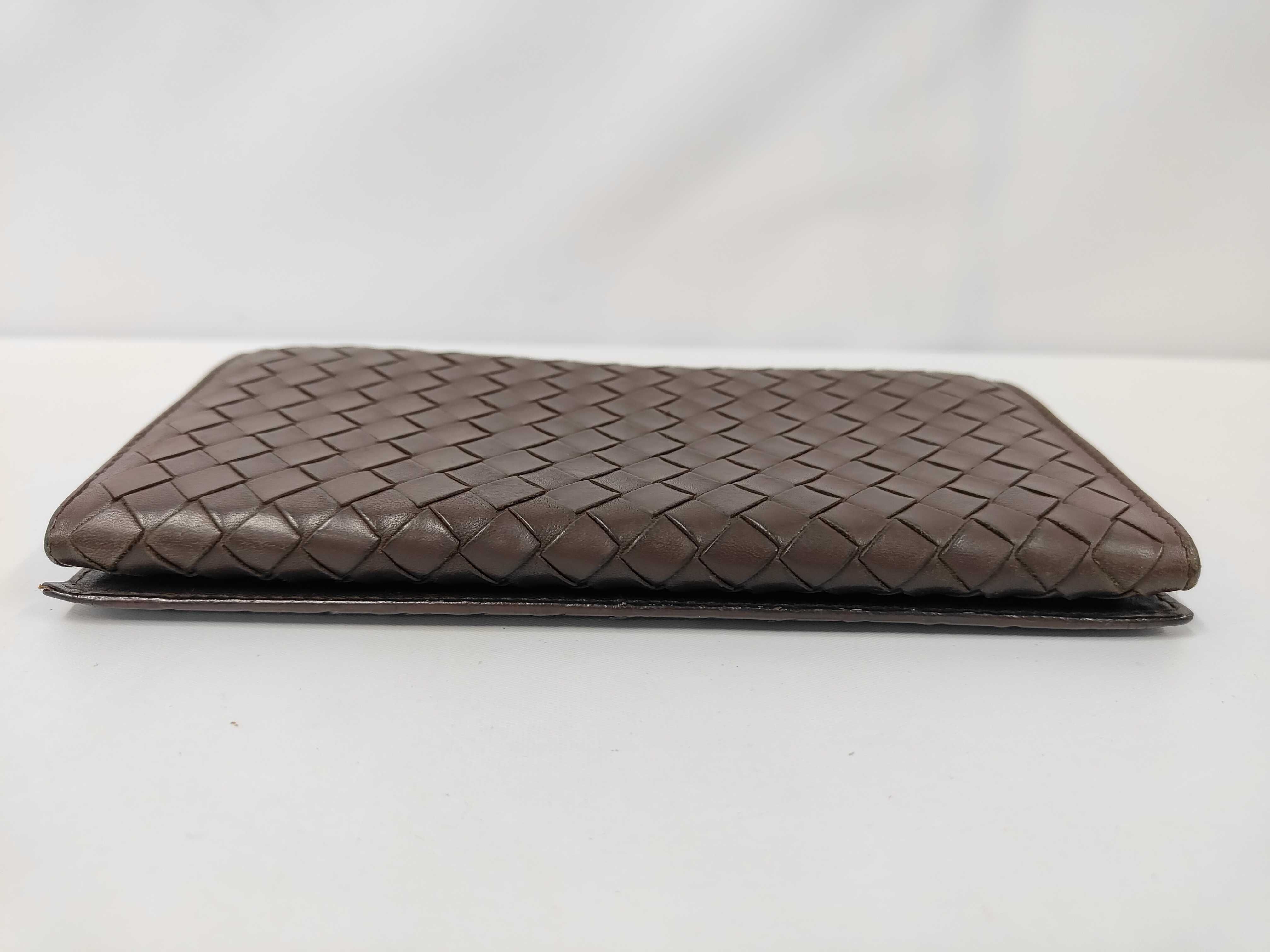 Intrecciato Long Wallet, Leather, Dark Brown — view 4