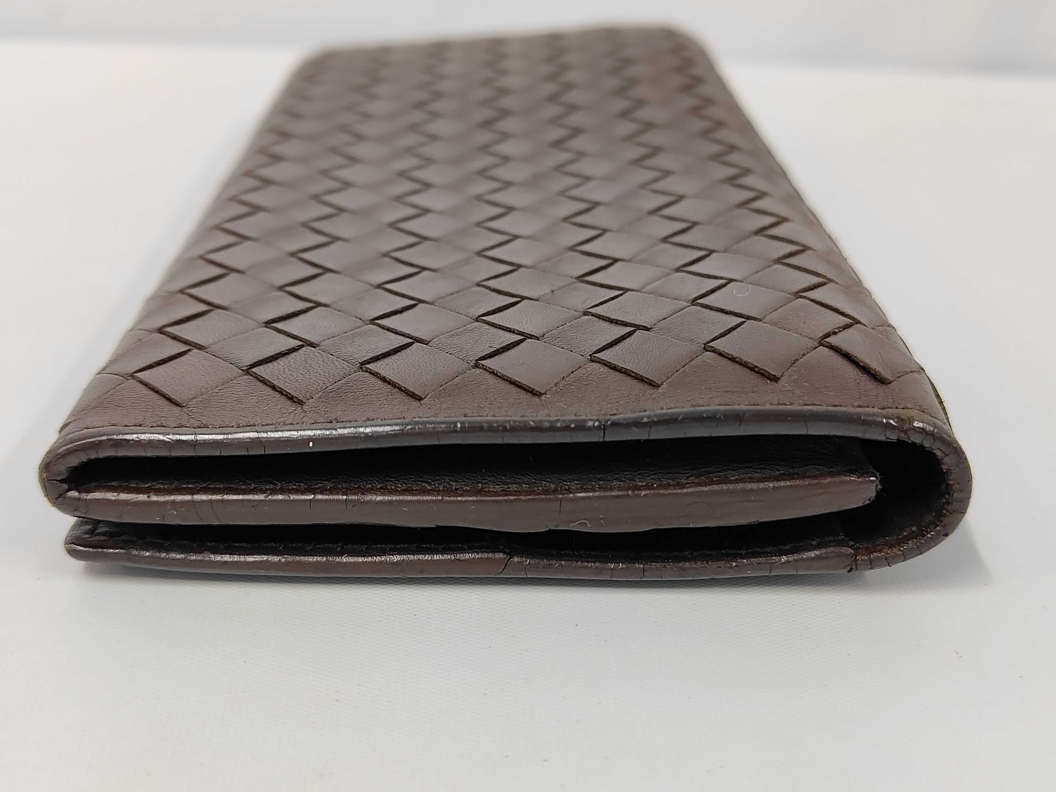 Intrecciato Long Wallet, Leather, Dark Brown — view 5