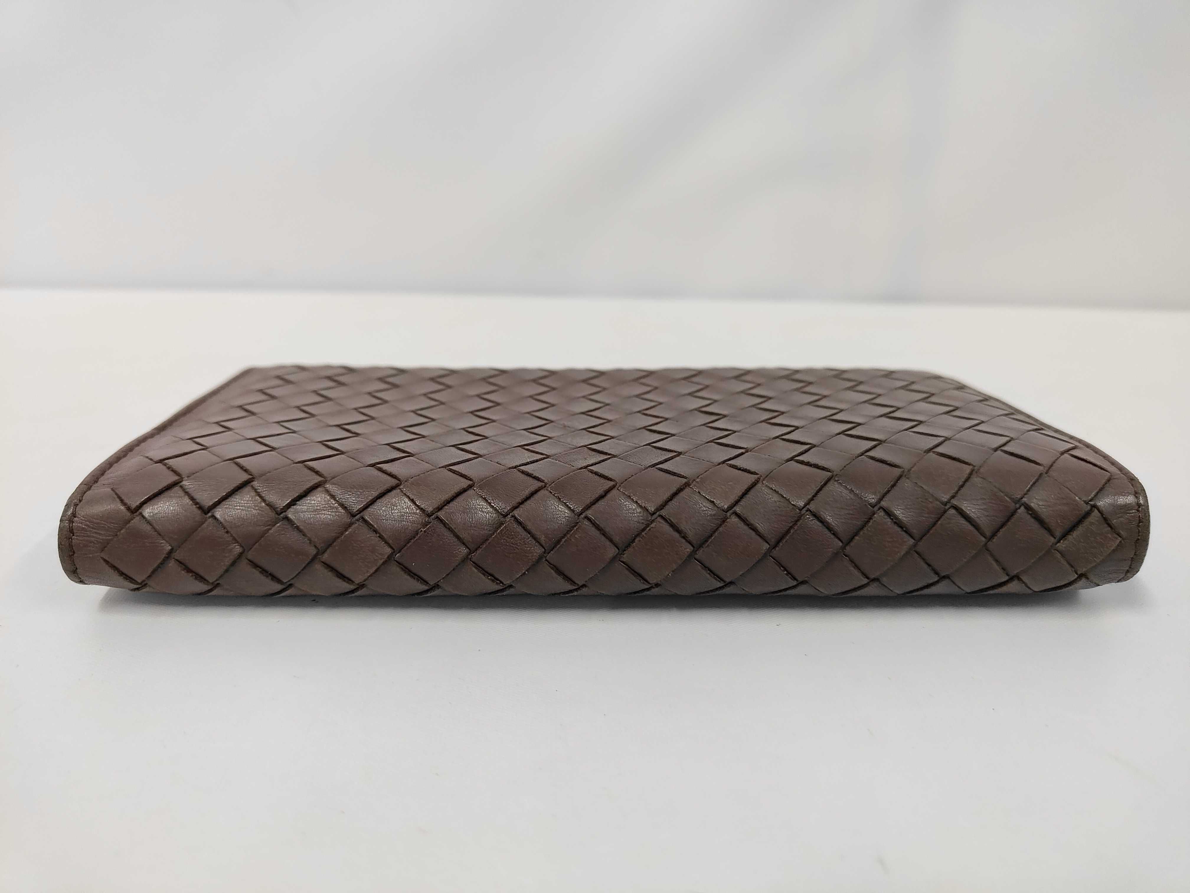 Intrecciato Long Wallet, Leather, Dark Brown — view 6