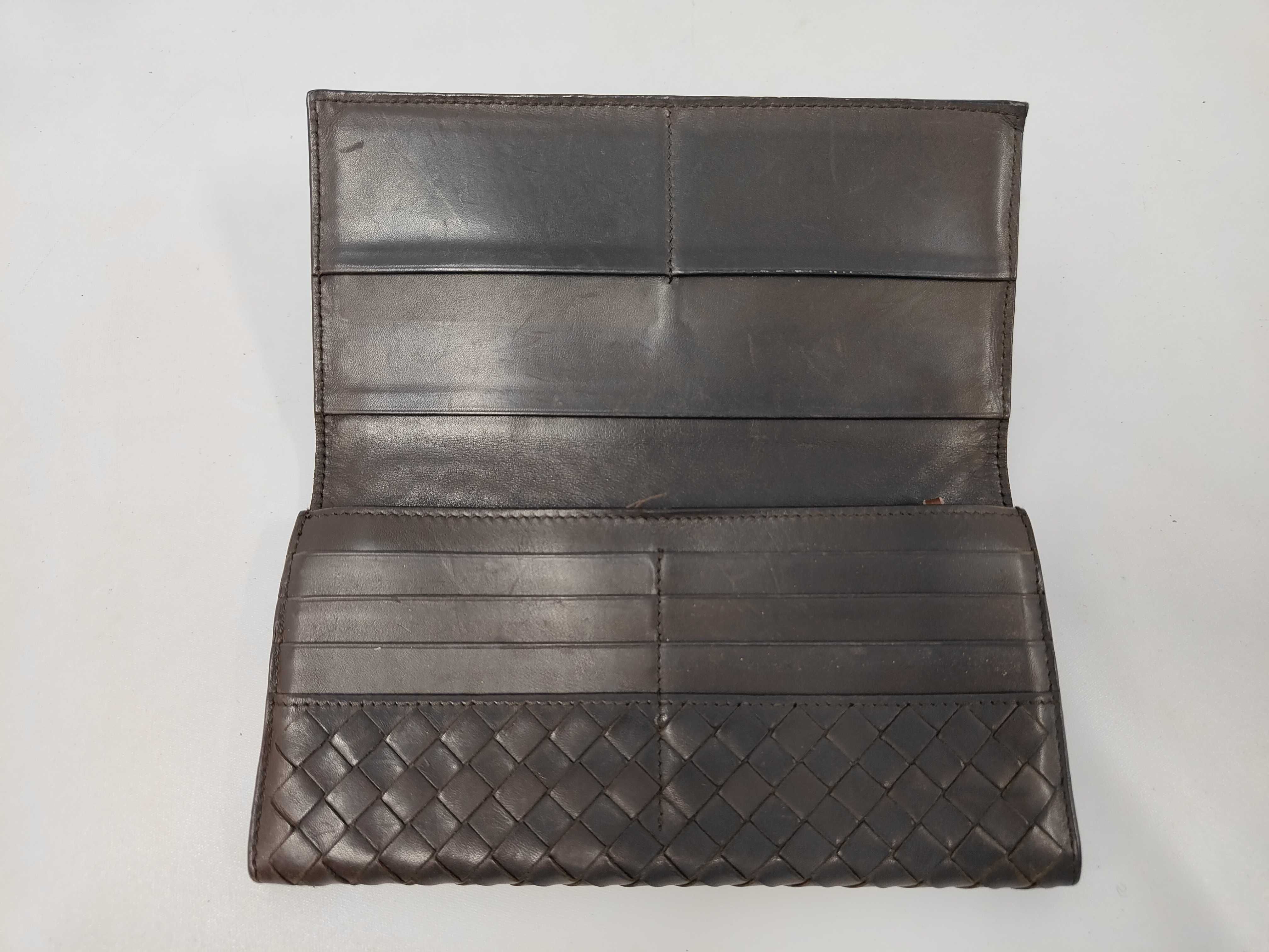 Intrecciato Long Wallet, Leather, Dark Brown — view 7