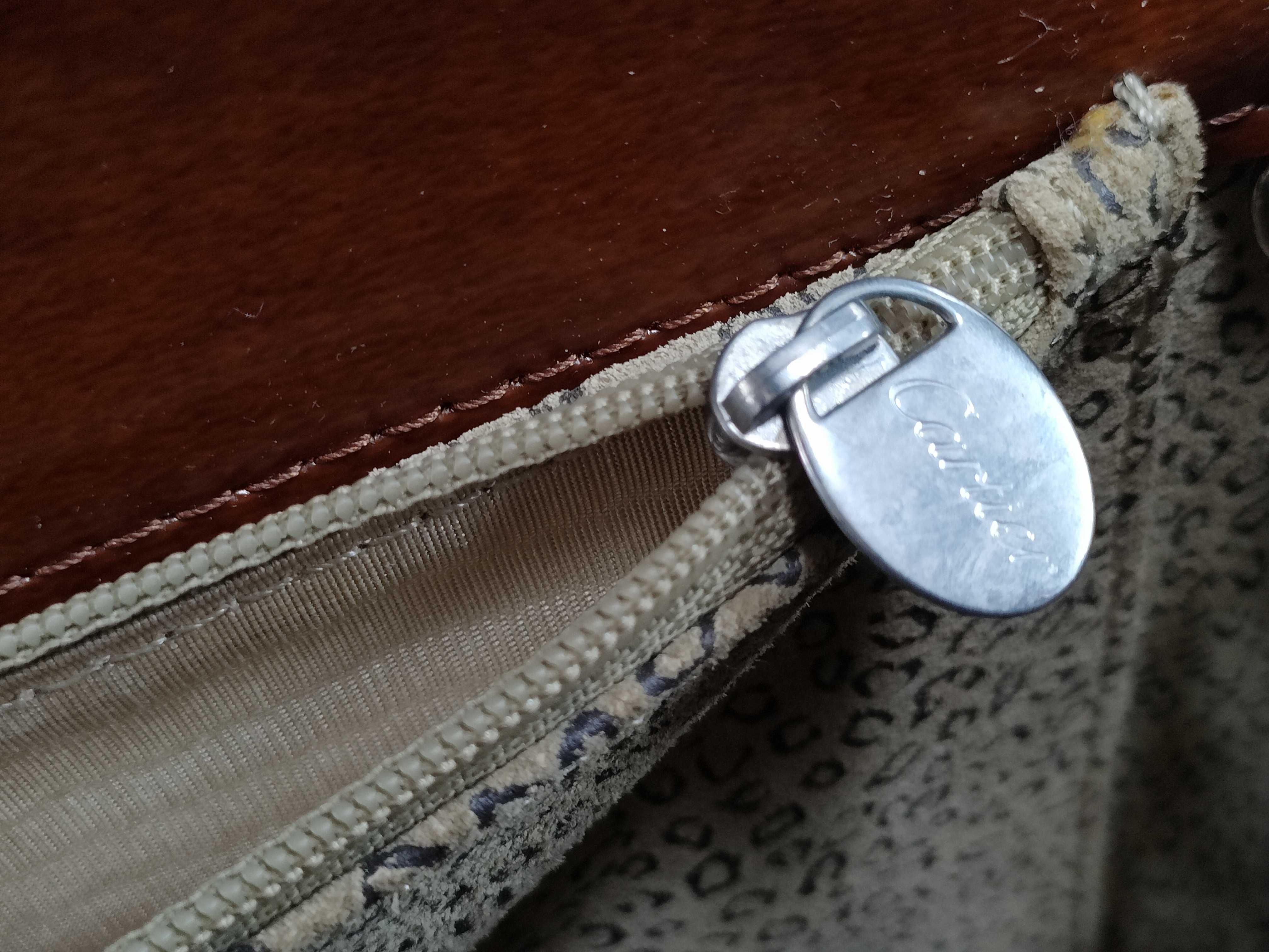 Panthère Leather Handbag, Brown — view 14