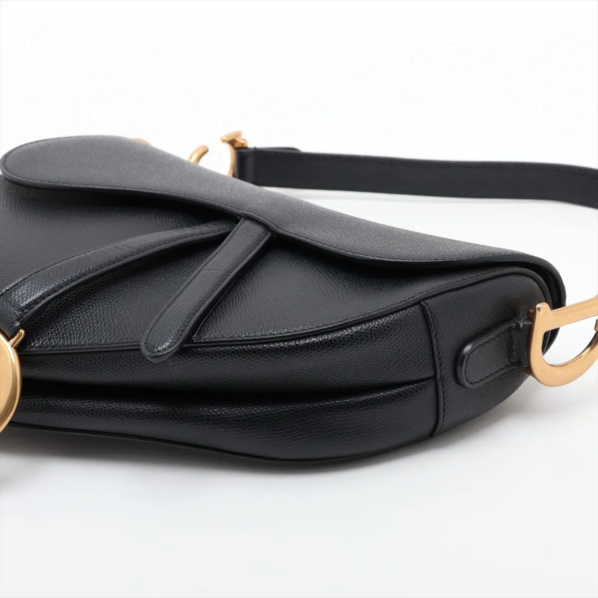 Saddle Bag Leather Shoulder Bag Black — view 3