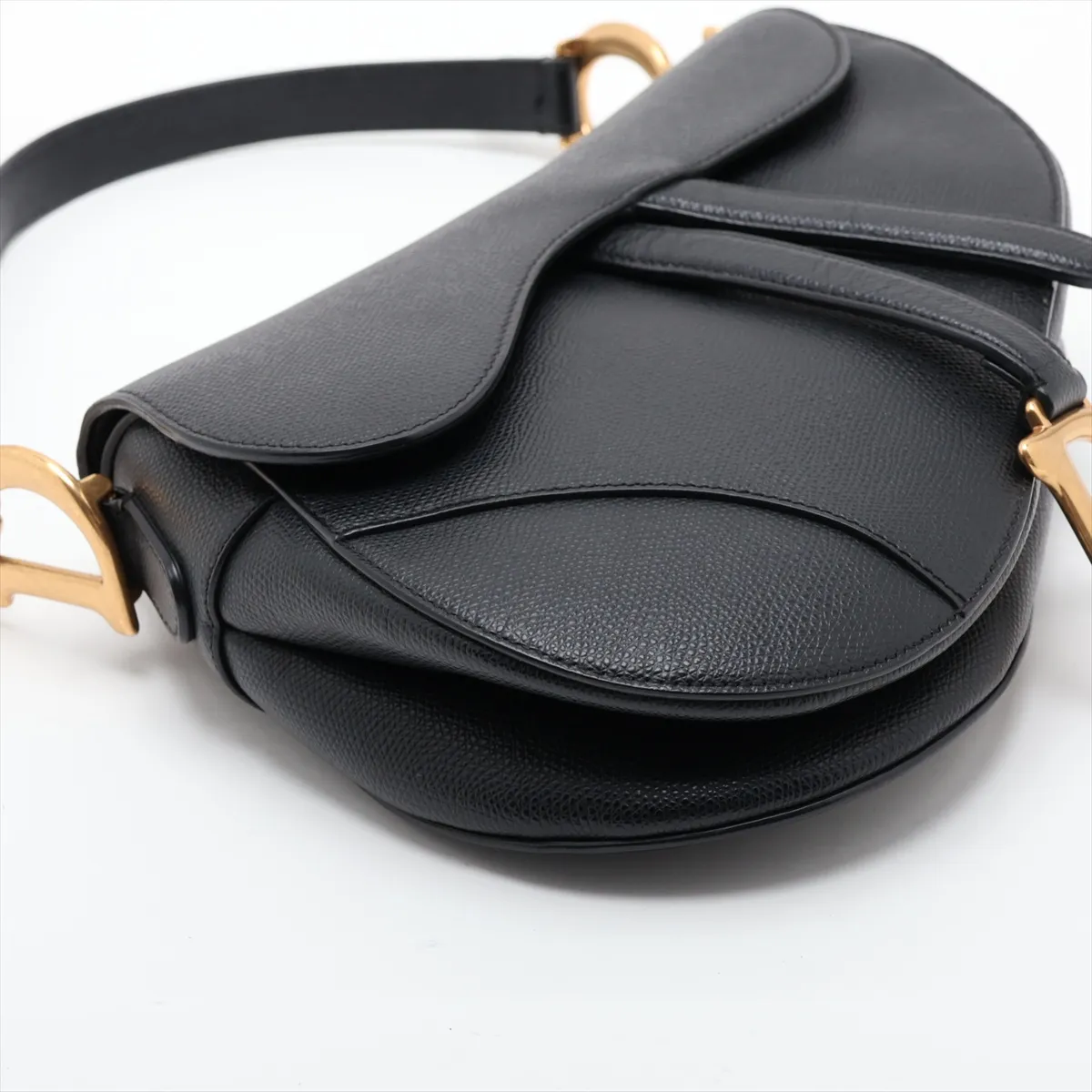 Saddle Bag Leather Shoulder Bag Black — view 4