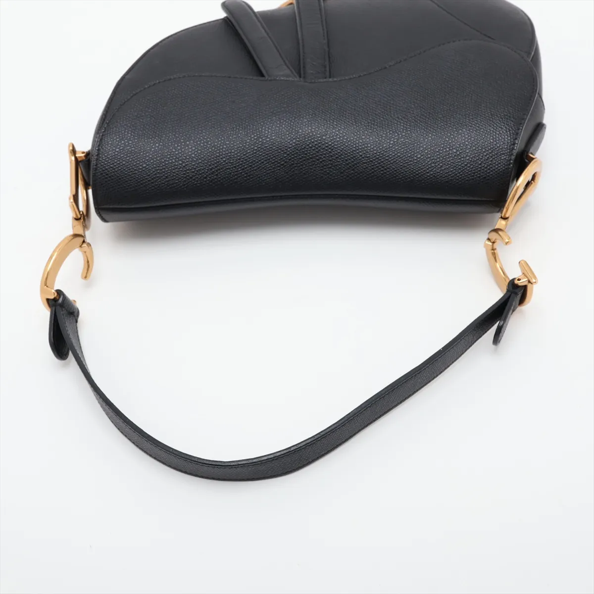 Saddle Bag Leather Shoulder Bag Black — view 5