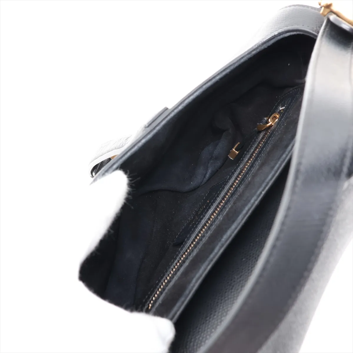 Saddle Bag Leather Shoulder Bag Black — view 7