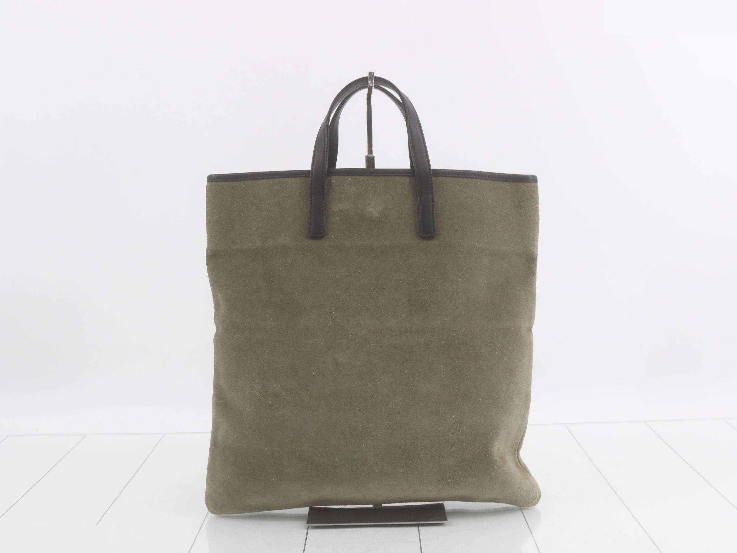 Anagram Suede Tote Bag - Black/Khaki — view 2