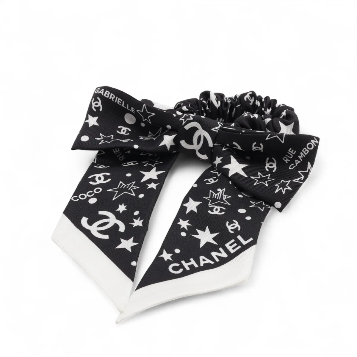 Coco Mark Star Scrunchie, Silk, Black,