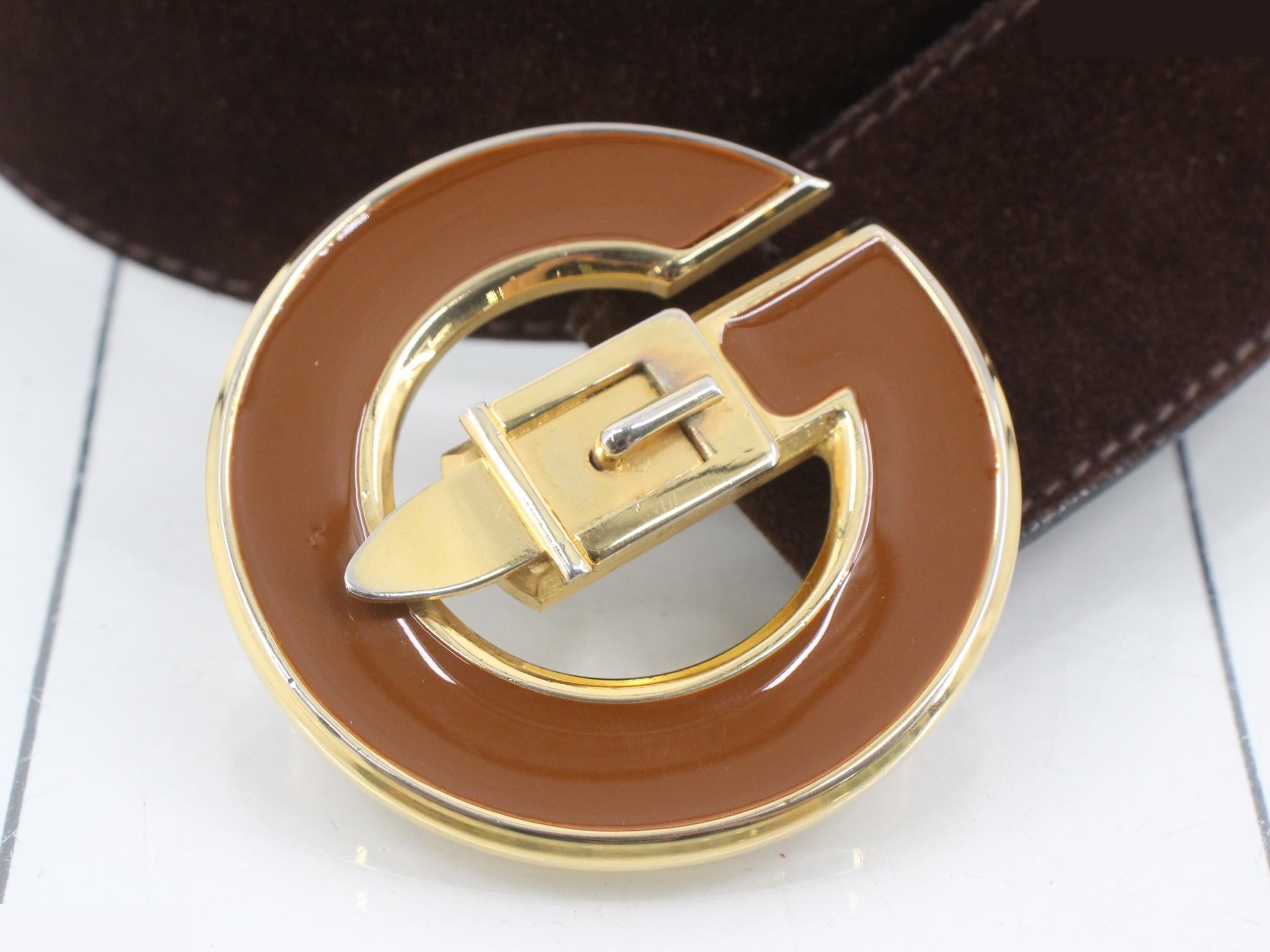 G logo leather belt with enamel buckle, brown. — view 3