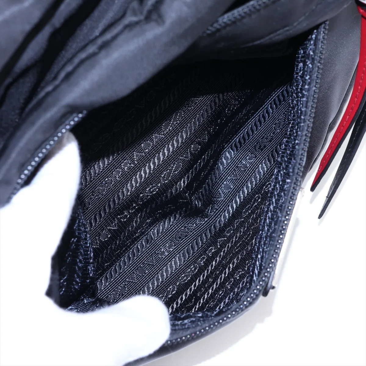 Tessuto Nylon x Leather Body Bag, Black — view 7