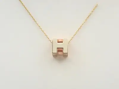 Cube necklace, gold, chain approximately 40cm